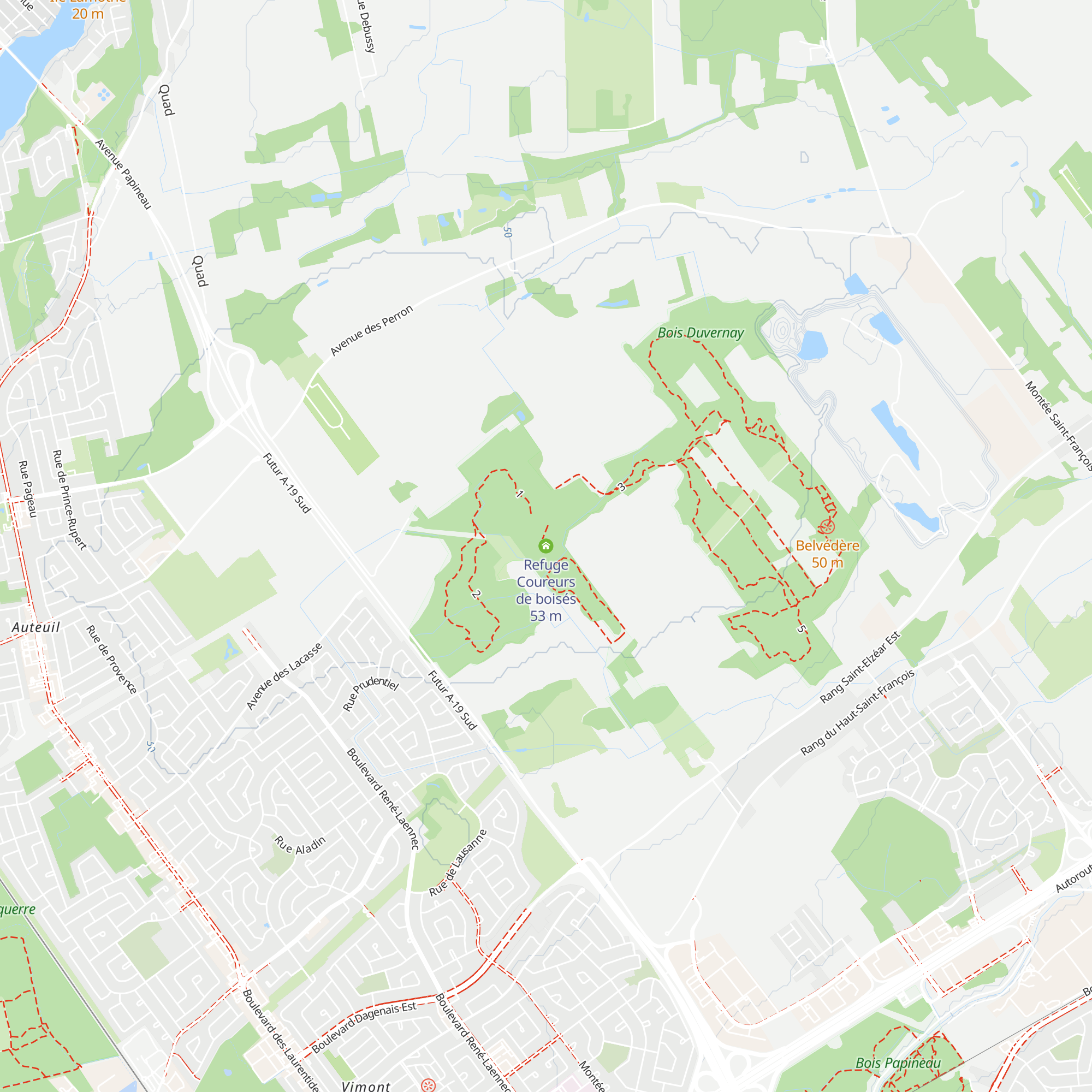 Refuge Coureurs de boisés map