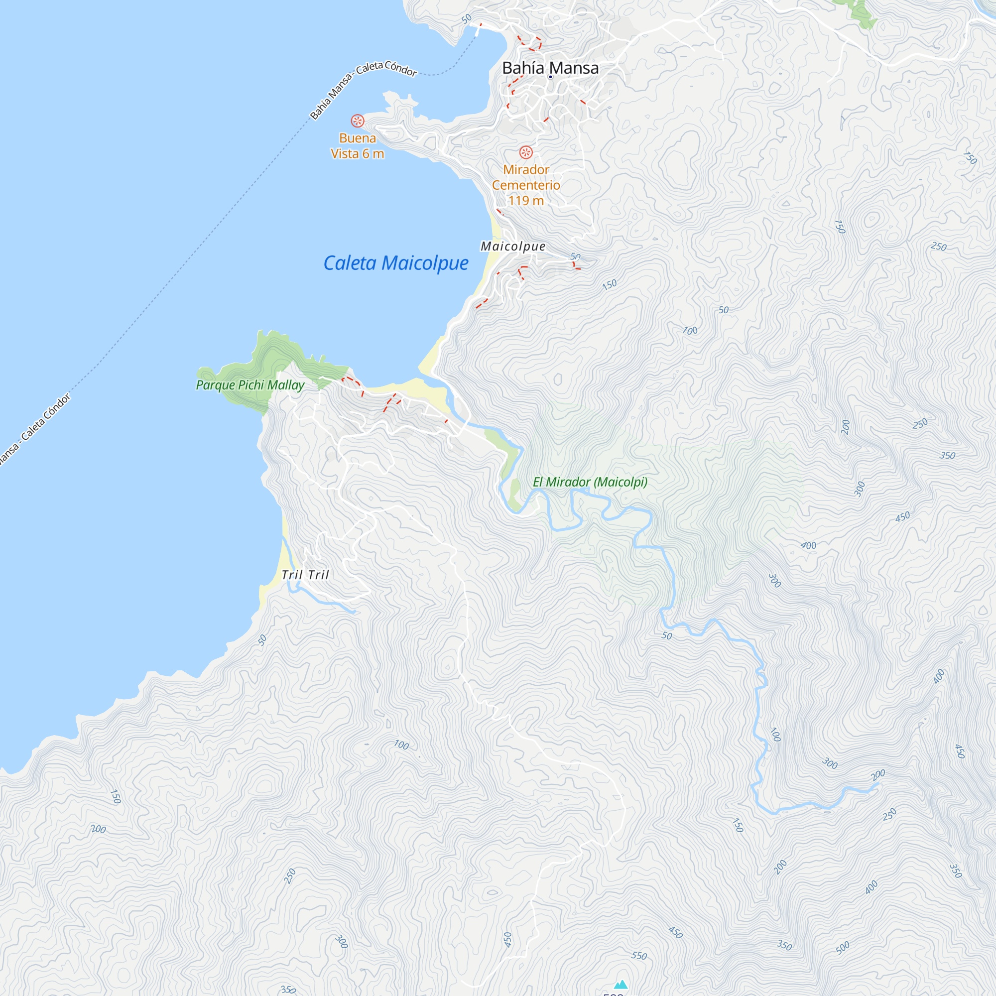 Cabañas Mapu Lahual map