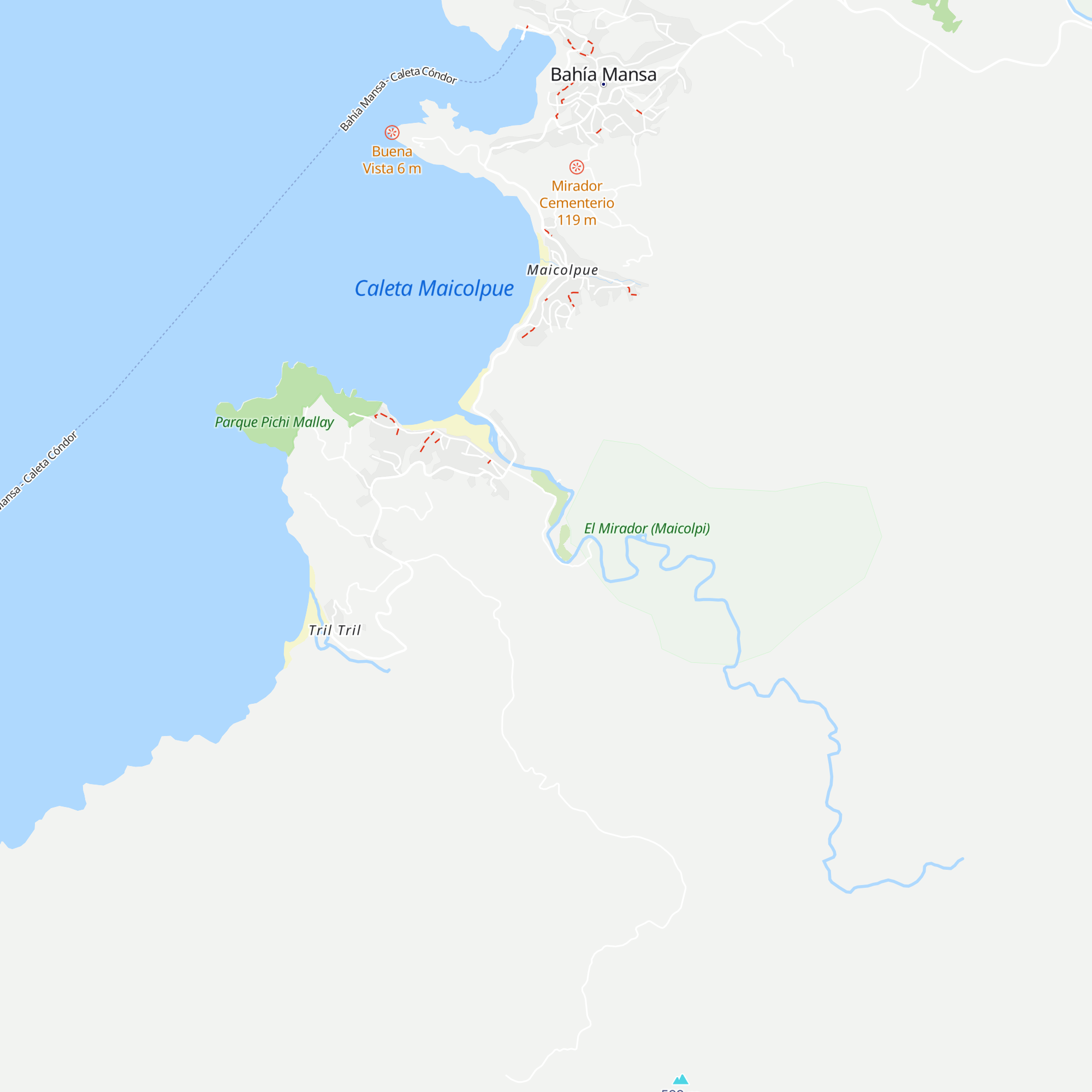 Cabañas Mapu Lahual map