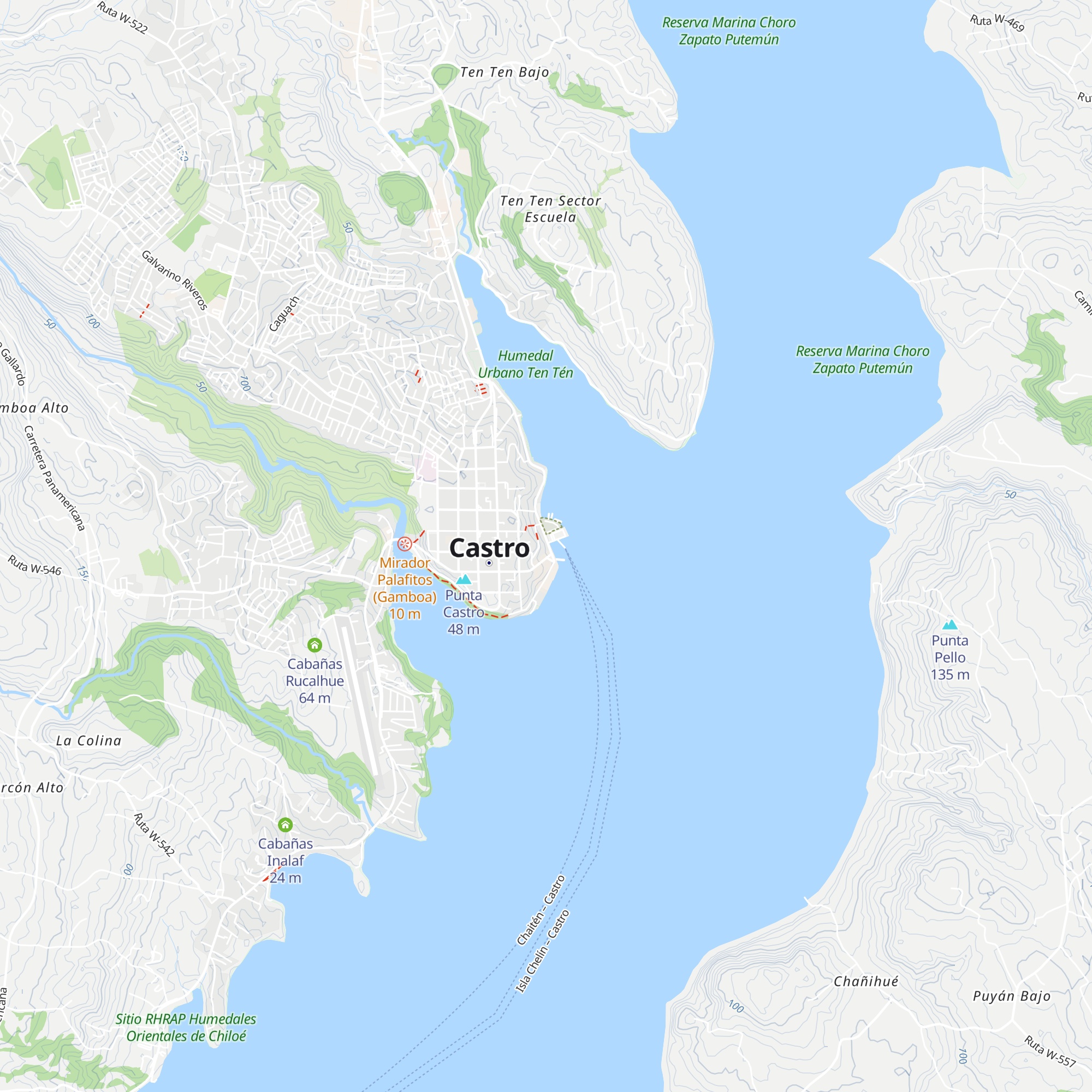 Cabañas Santiago Castro map