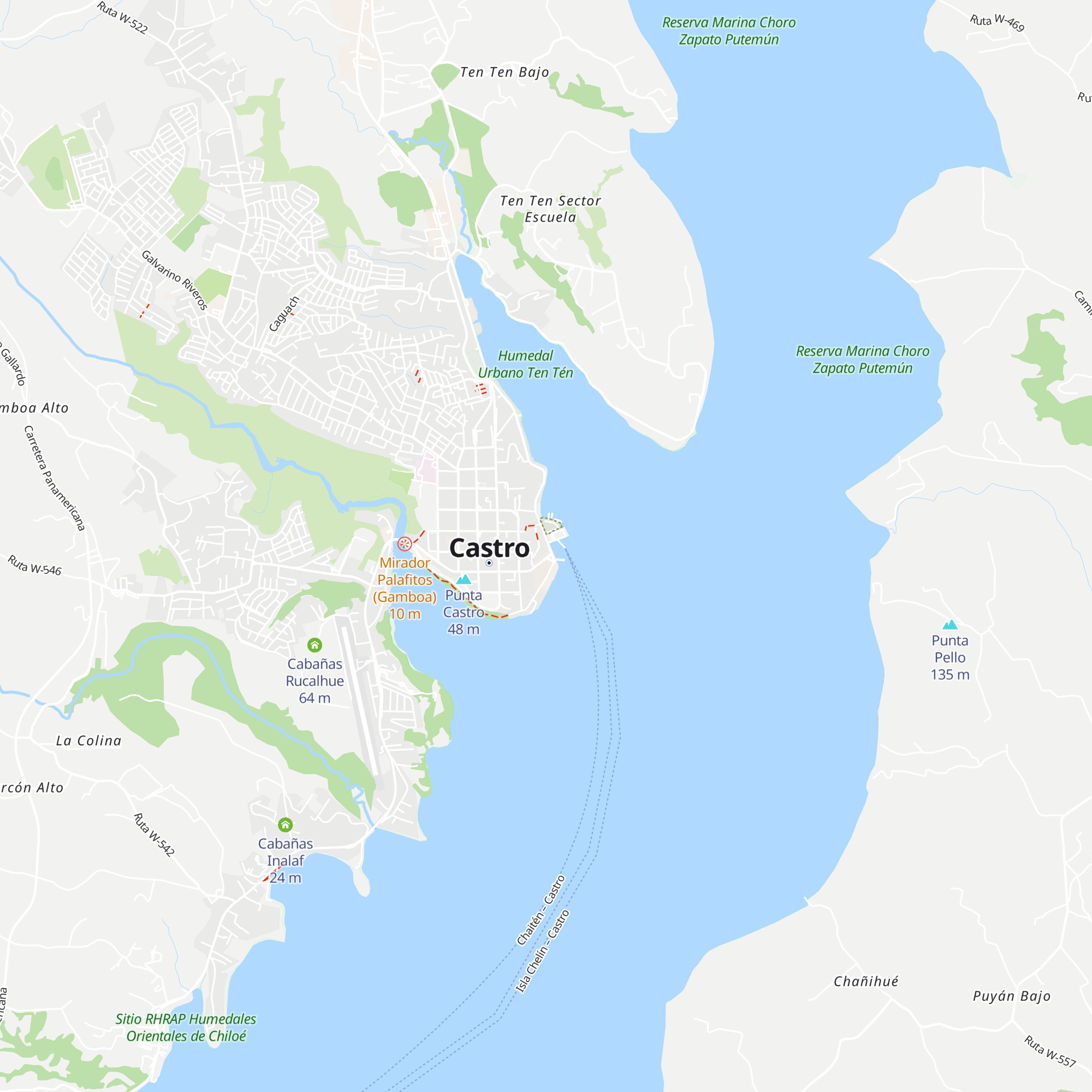 Cabañas Santiago Castro map