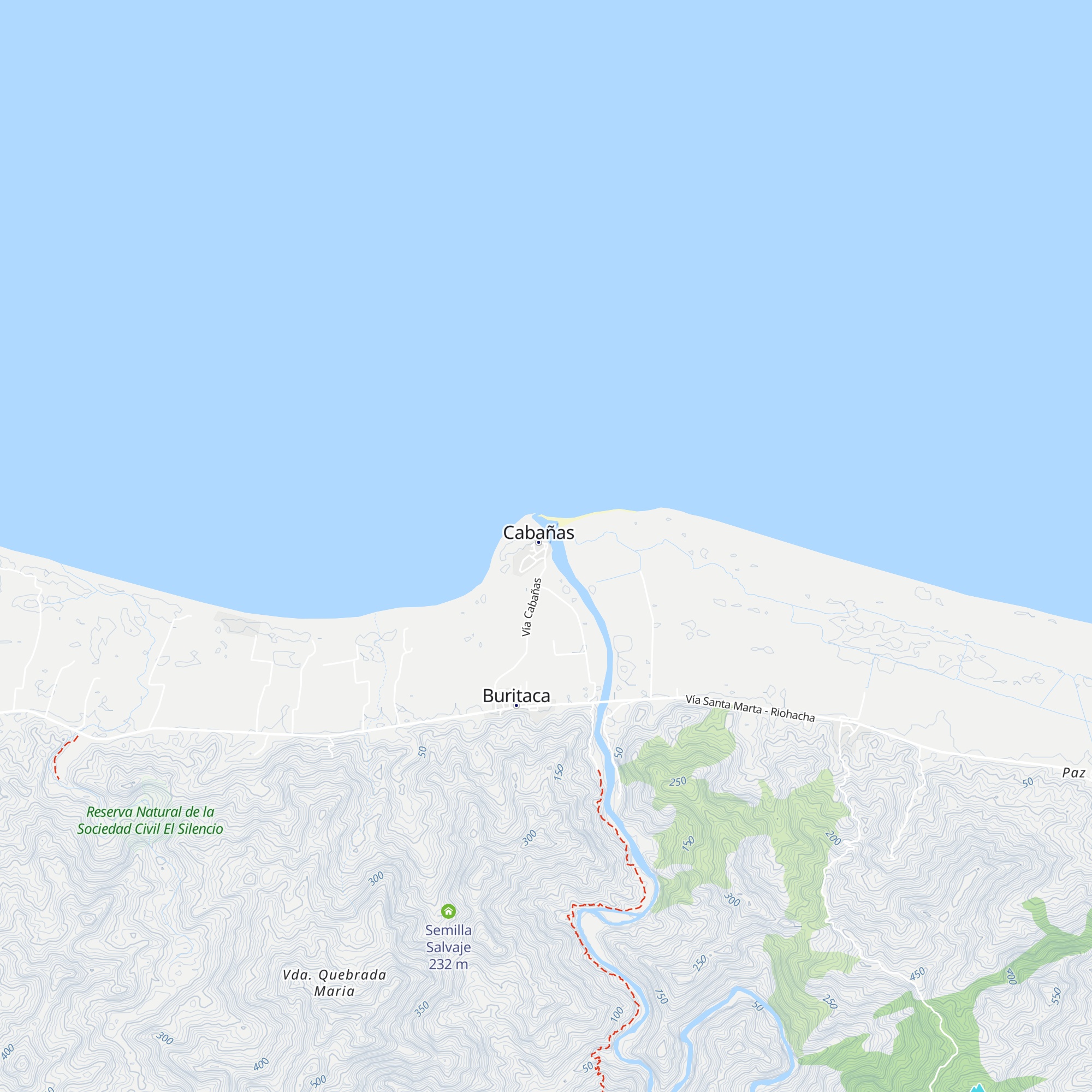 Cabañas de Buritaca map