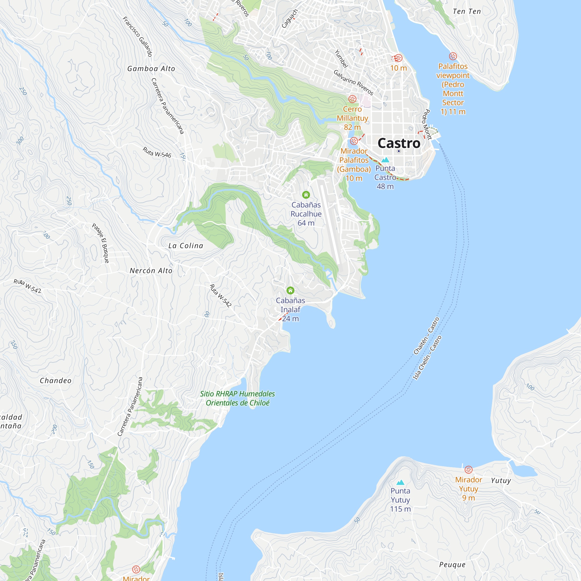 Cabañas Inalaf map