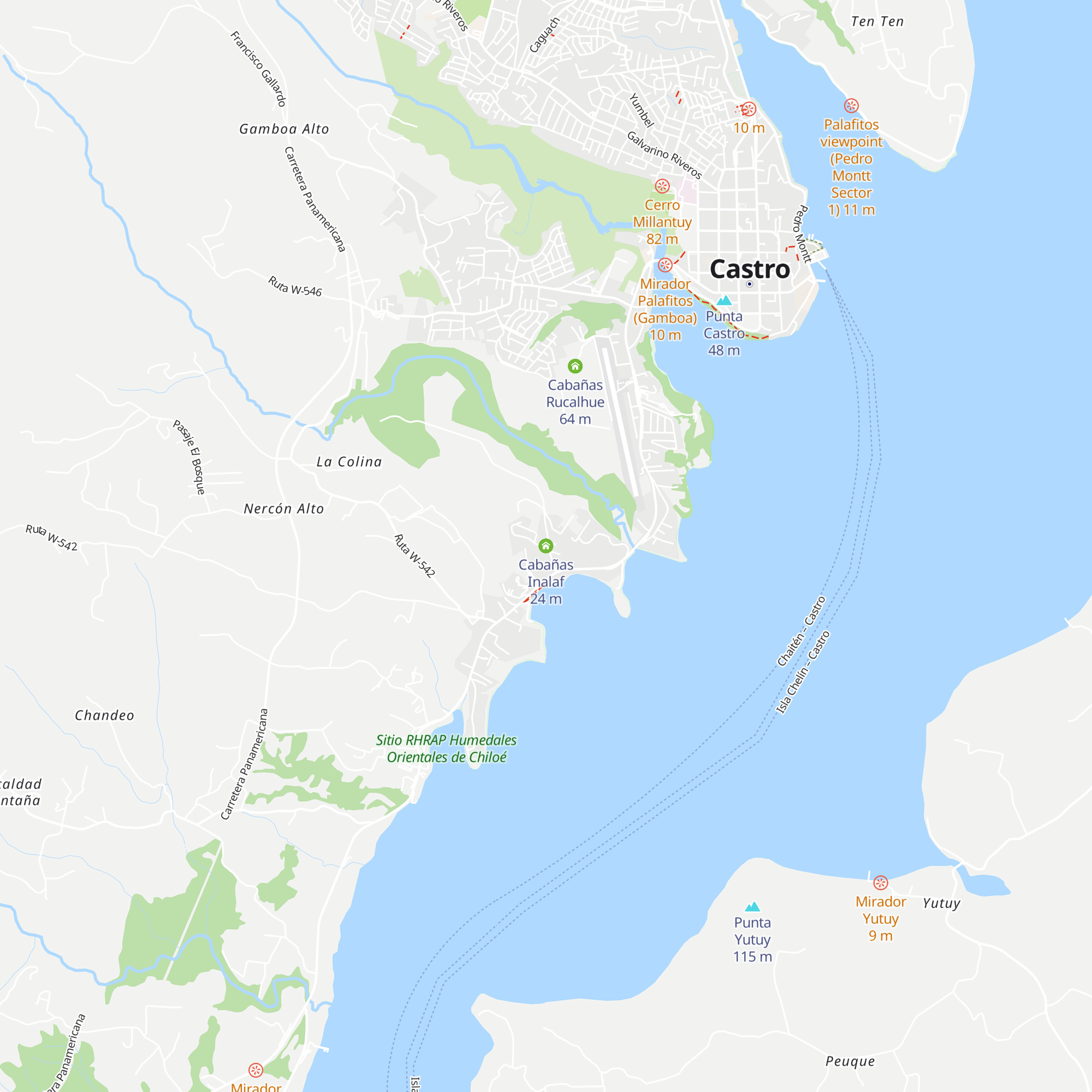 Cabañas Inalaf map