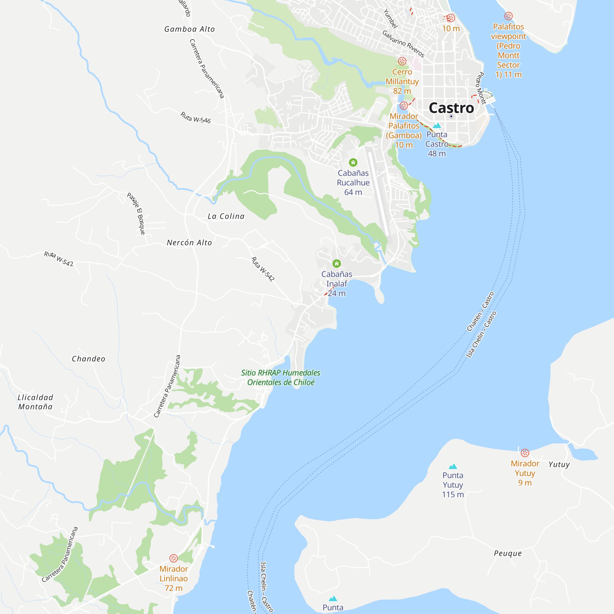 Cabañas y Camping El Chilote map