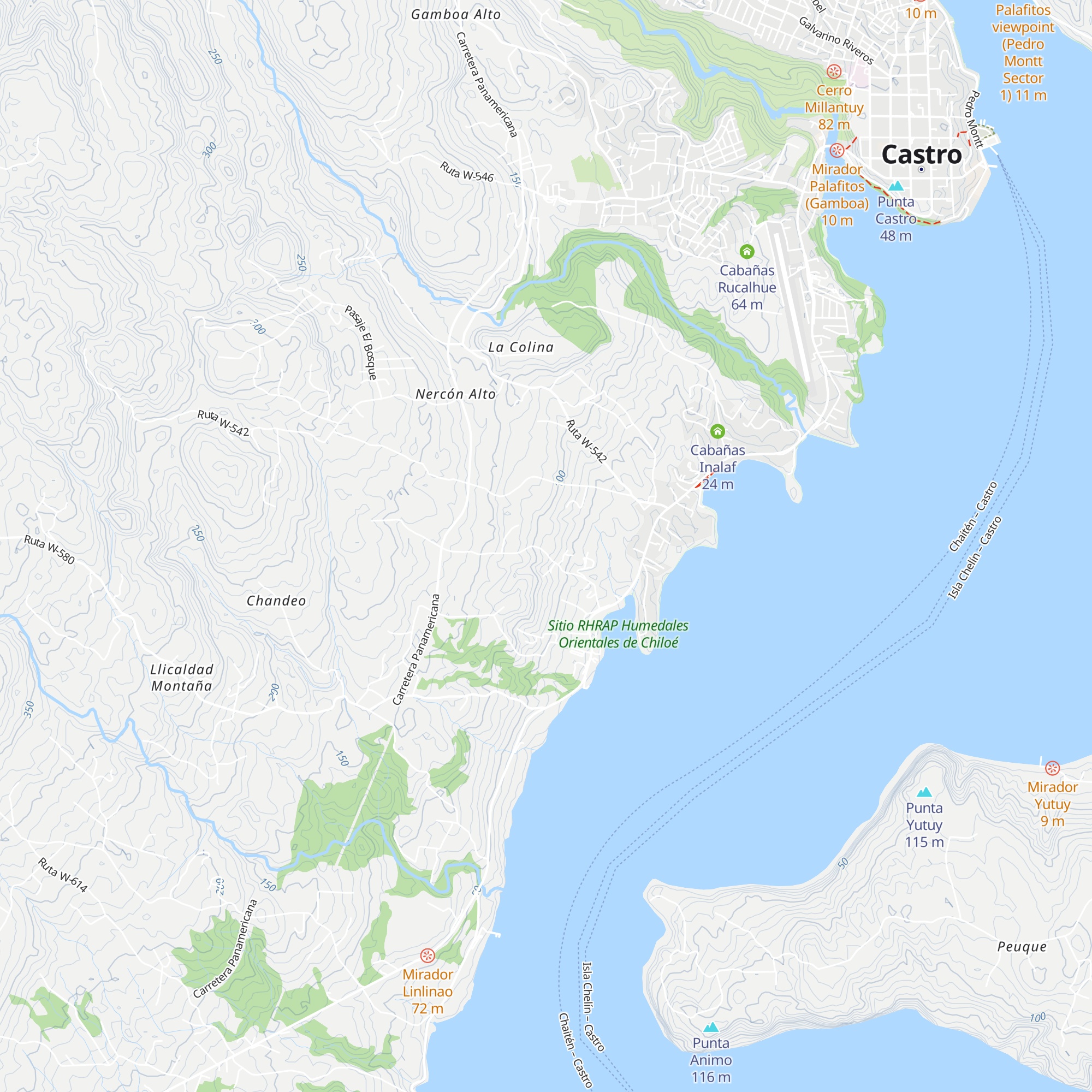 Cabañas Trayén map