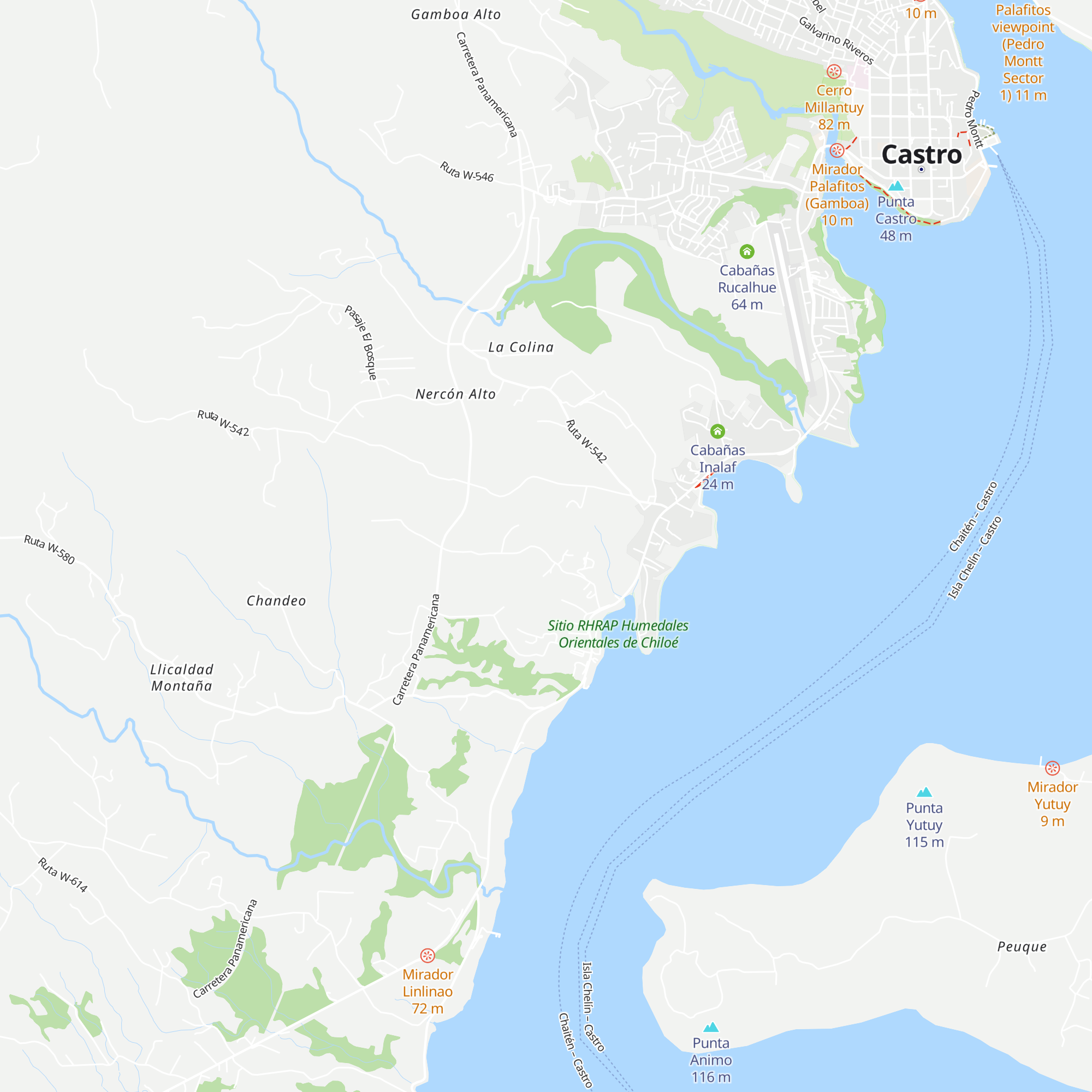 Cabañas Trayén map