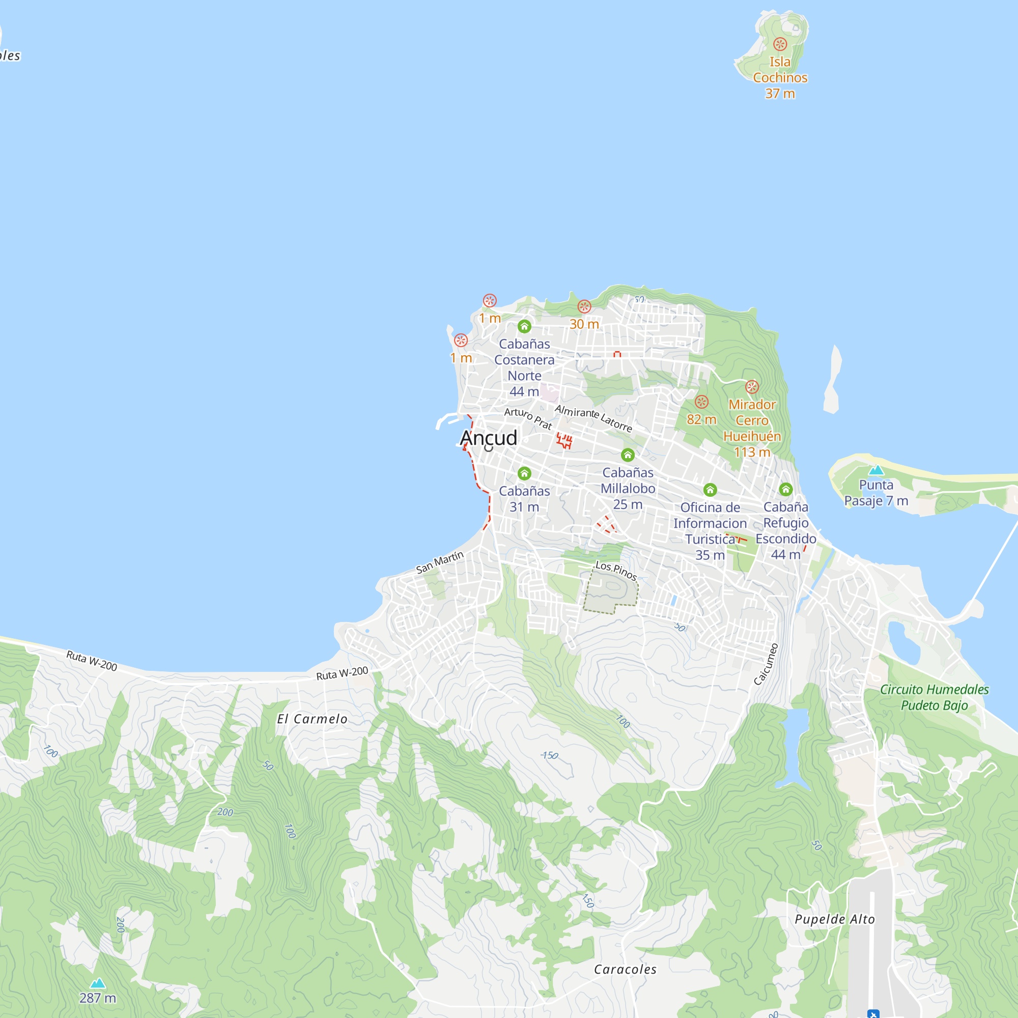 Cabañas los ciruelos ancud map