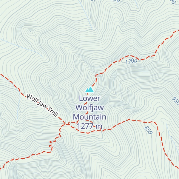 Map of Lower Wolfjaw Mountain