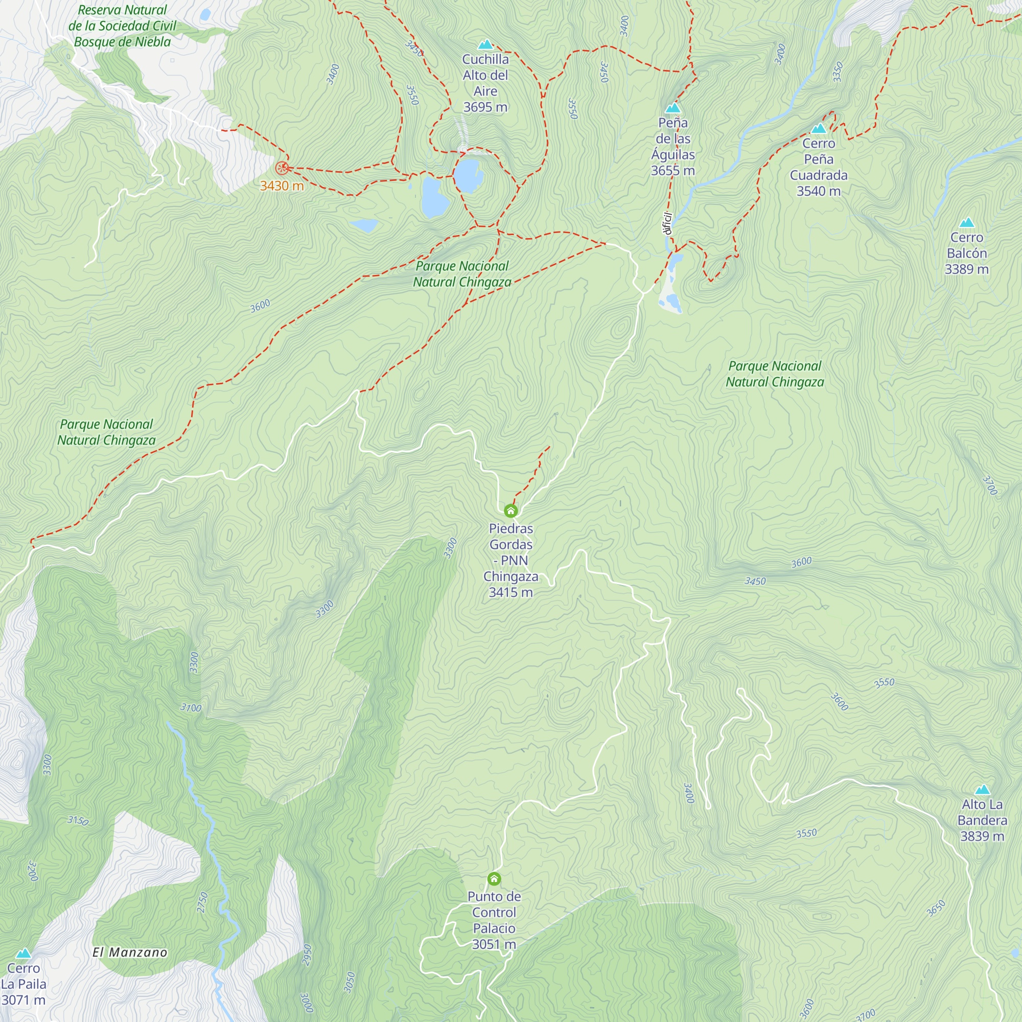 Piedras Gordas - PNN Chingaza map