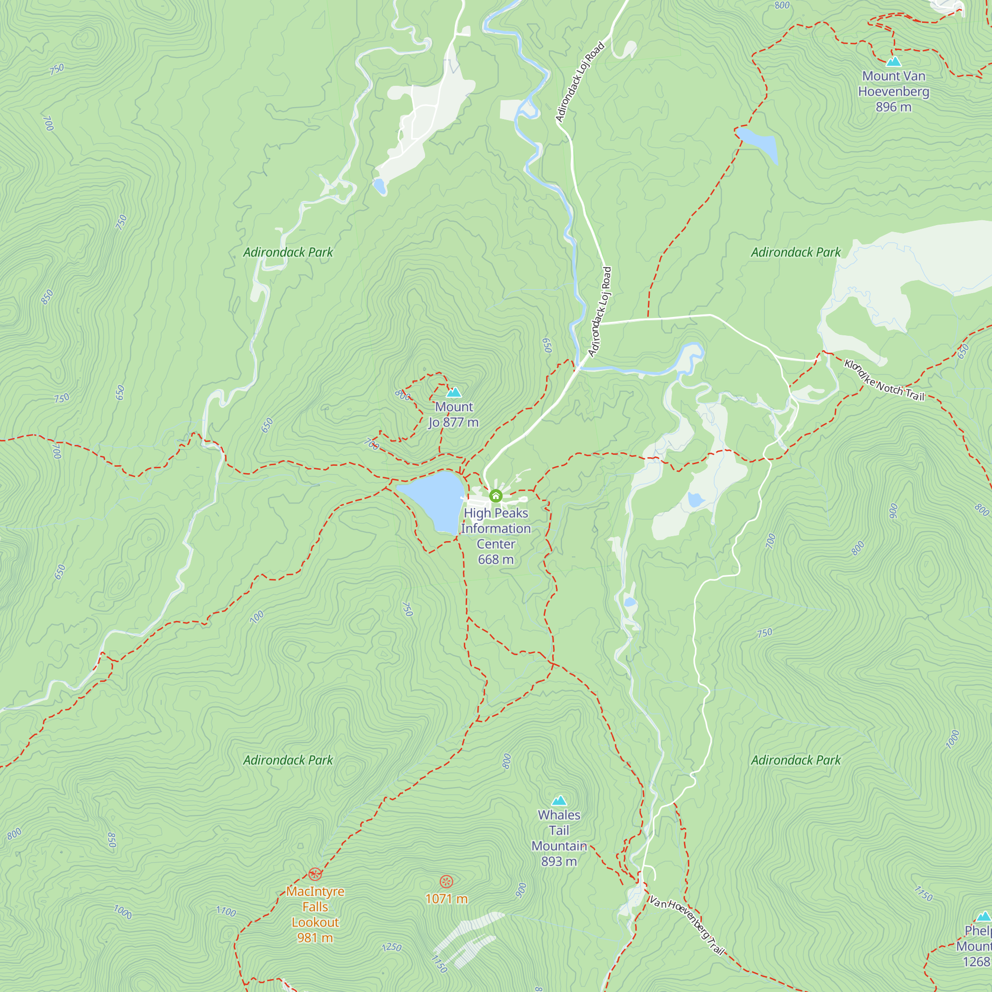 High Peaks Information Center map