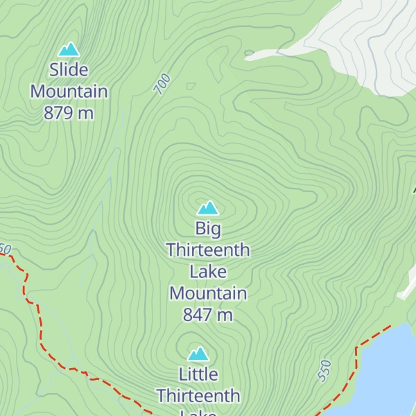 Map of Big Thirteenth Lake Mountain