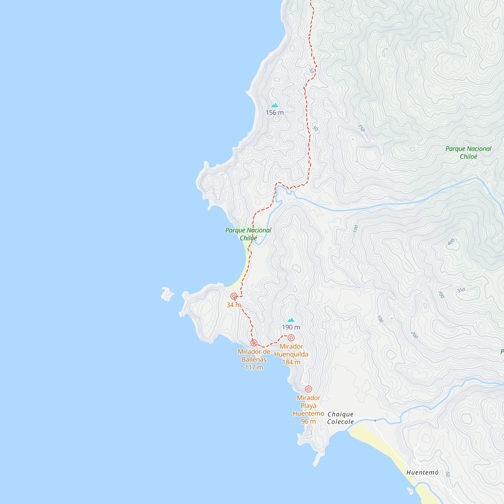 Refugio playa Cole-Cole map