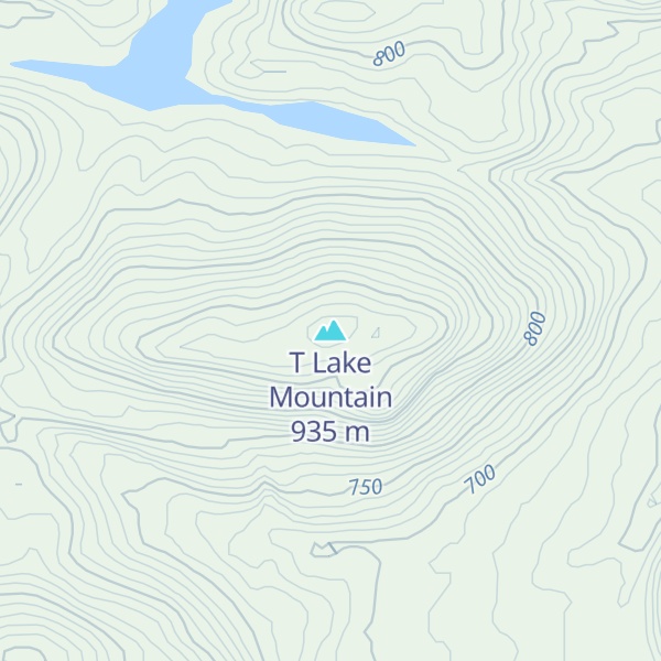 Map of T Lake Mountain