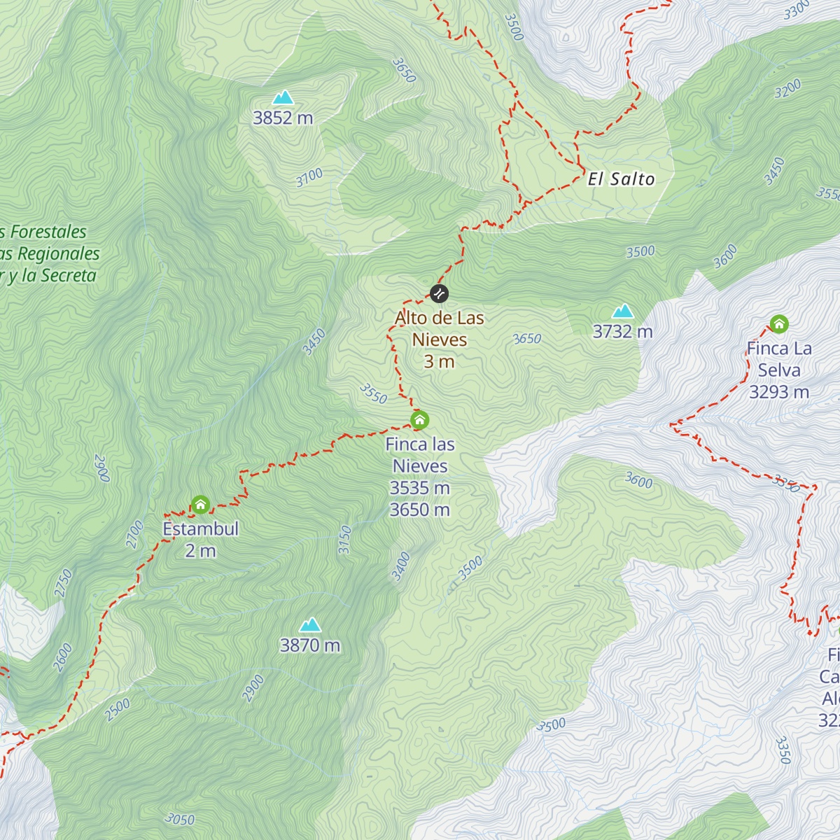 Finca las Nieves 3535 m map