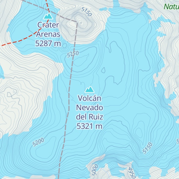 Map of Volcán Nevado del Ruiz