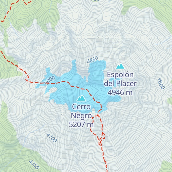 Map of Crater Nevado del Tolima
