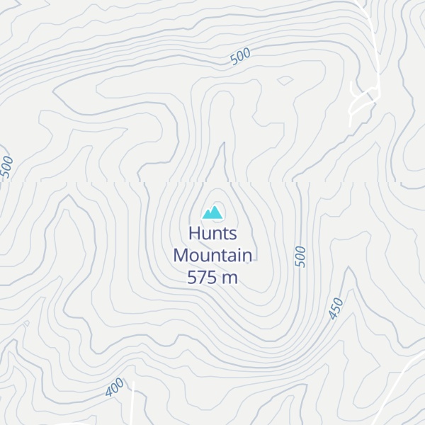 Map of Hunts Mountain
