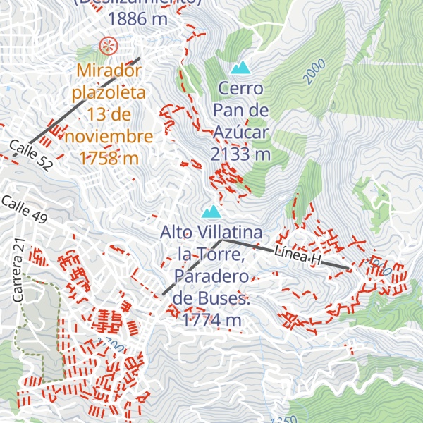Map of Alto Villatina la Torre, Paradero de Buses.