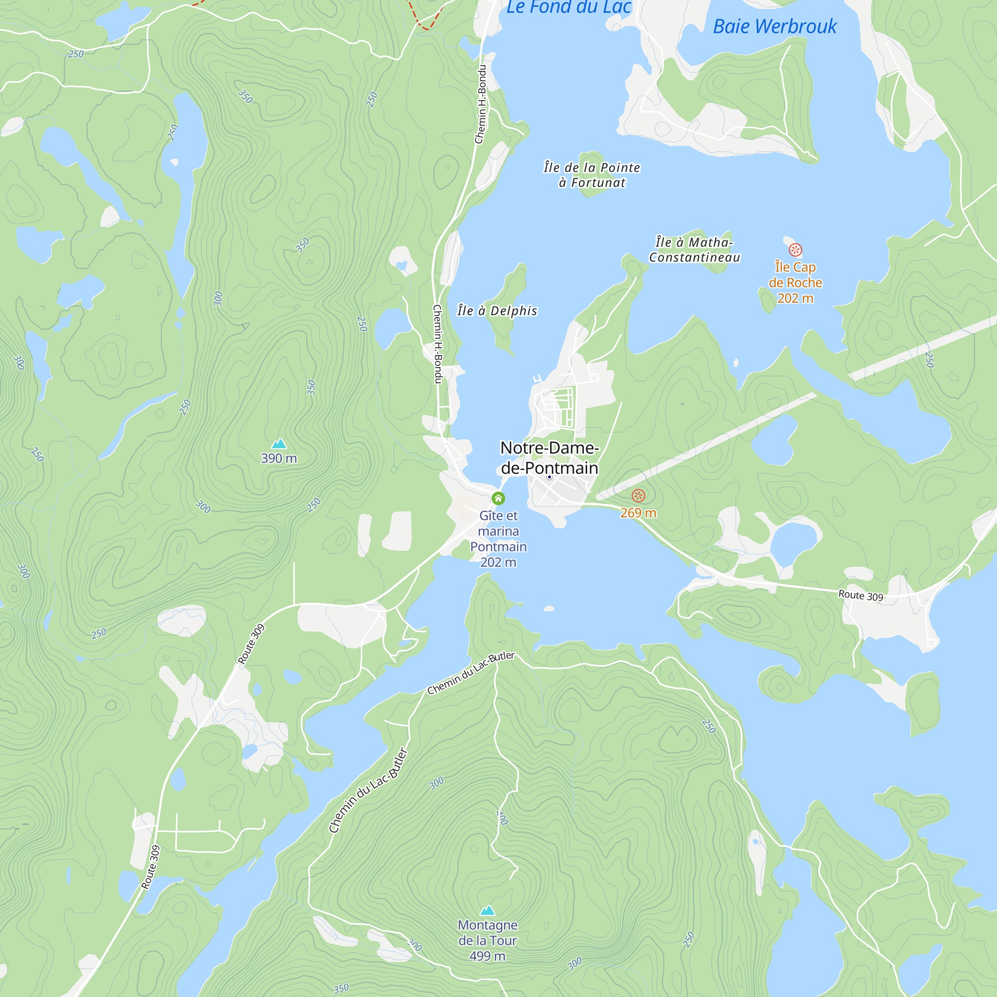 Gîte et marina Pontmain map