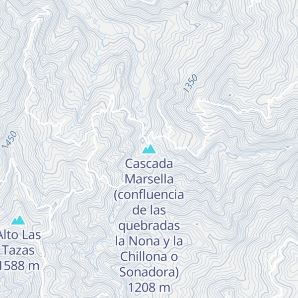 Map of Cascada Marsella (confluencia de las quebradas la Nona y la Chillona o Sonadora)