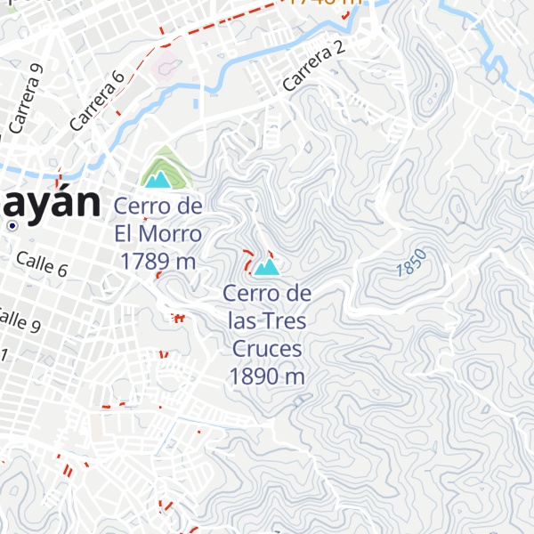 Map of Cerro de las Tres Cruces