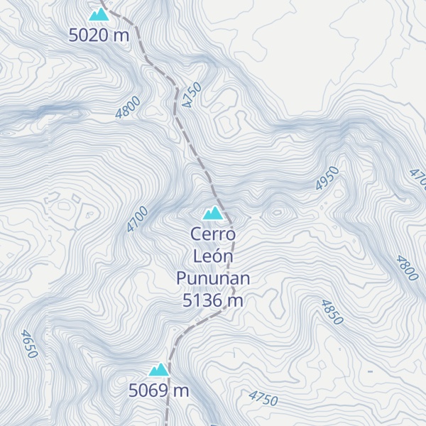 Map of Cerro León Pununan