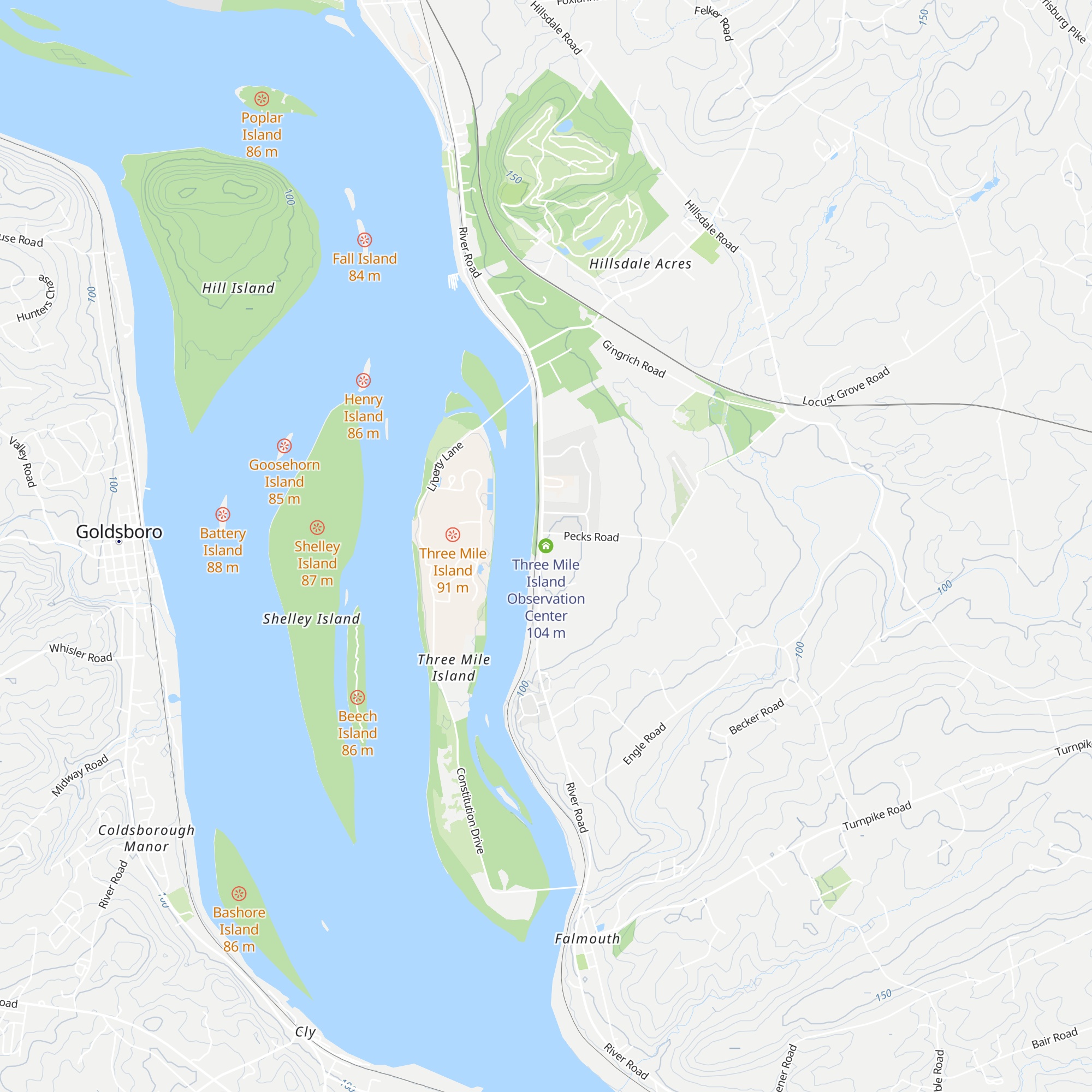 Three Mile Island Observation Center map