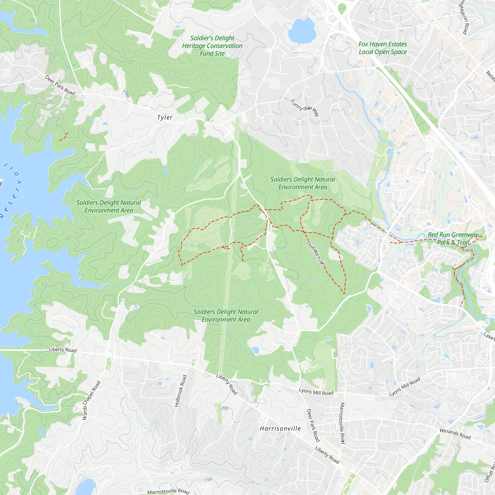 Soldiers Delight Visitor Center map