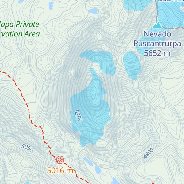 Map of Nevado Puscantrurpa-Pico Sur