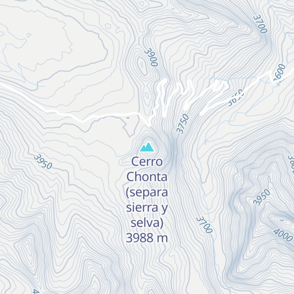 Map of Cerro Chonta (separa sierra y selva)
