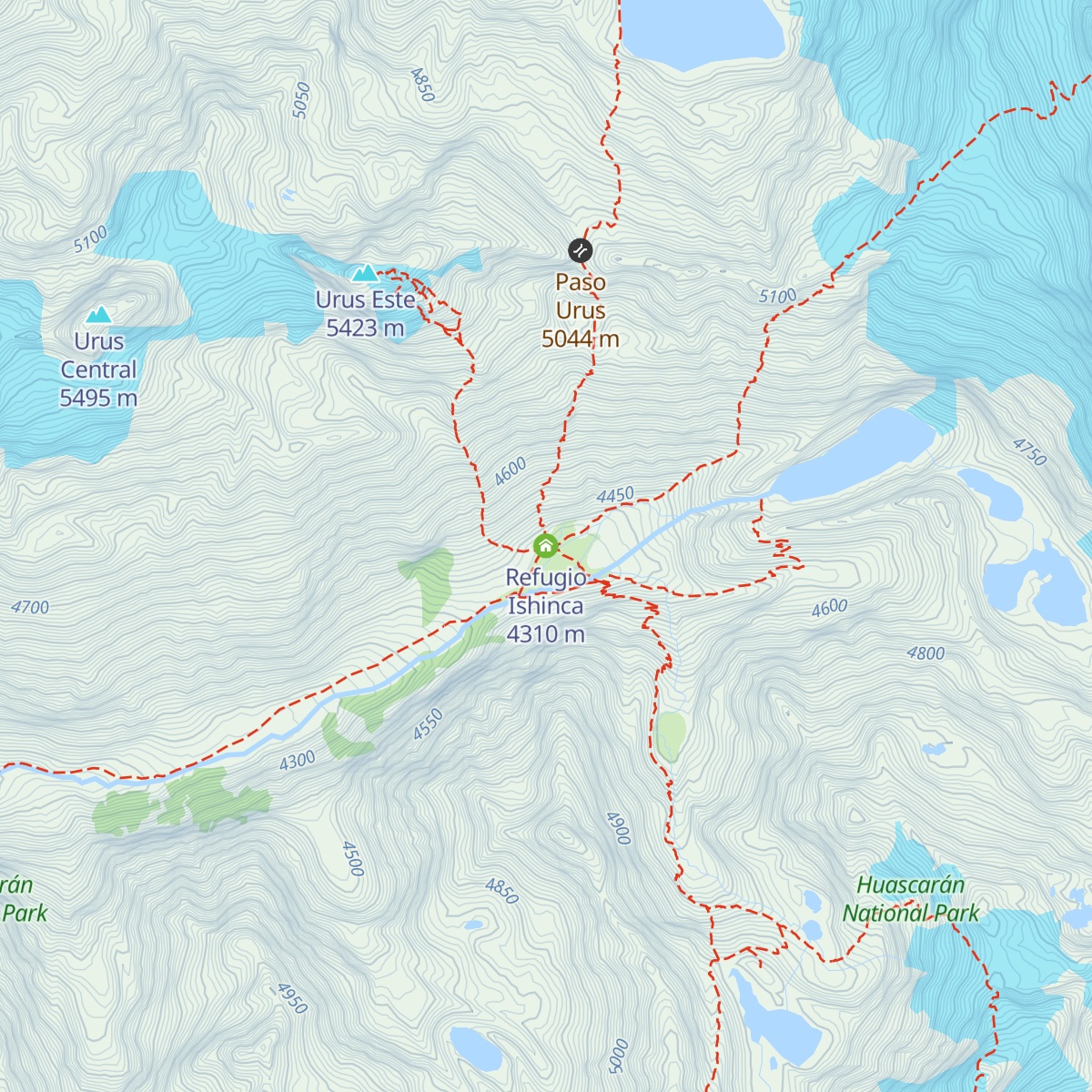 Refugio Ishinca map