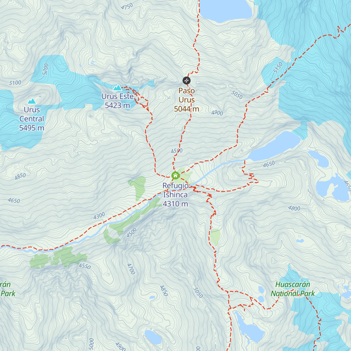 Refugio Ishinca map