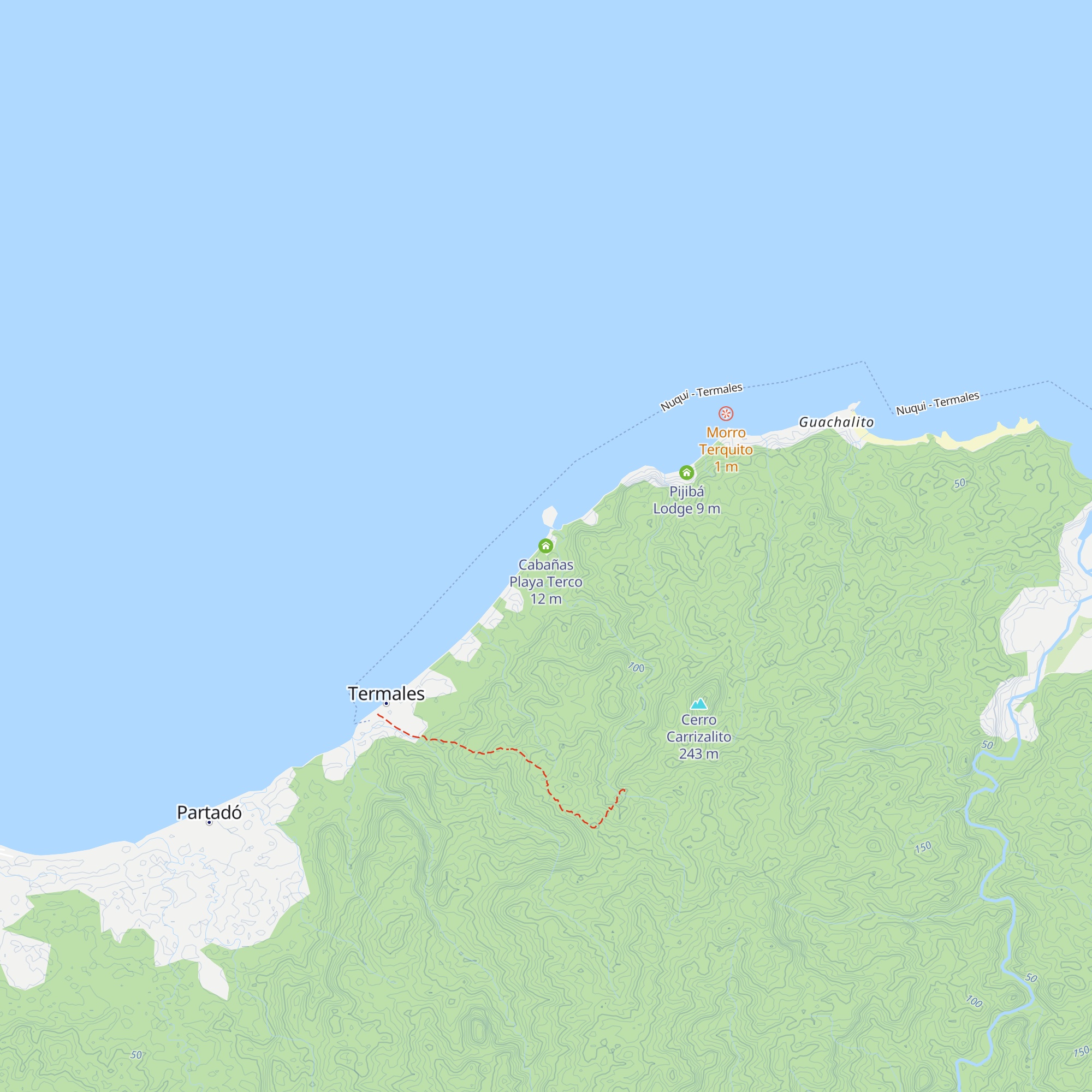 Cabañas Playa Terco map