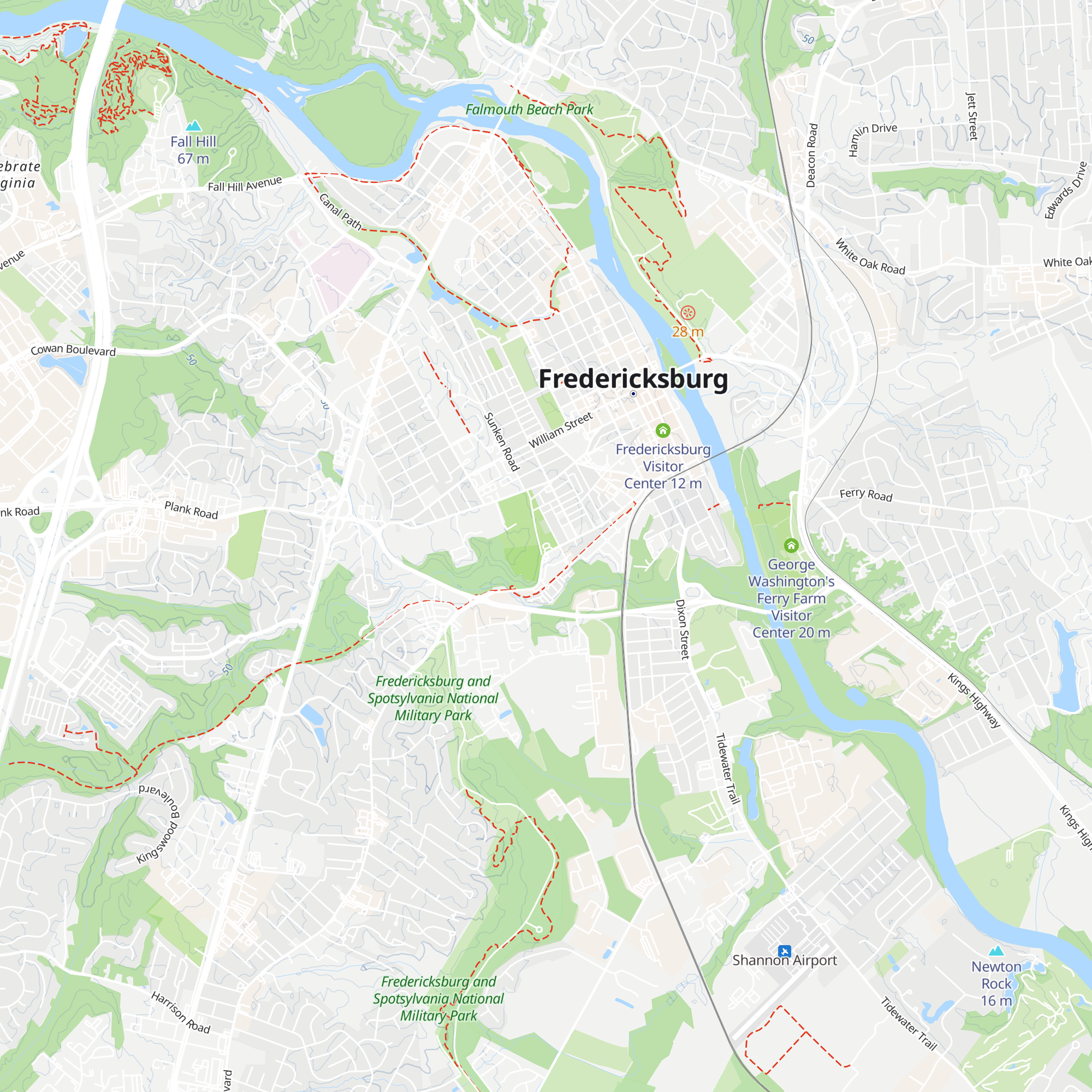 Fredericksburg Battlefield Visitors Center map