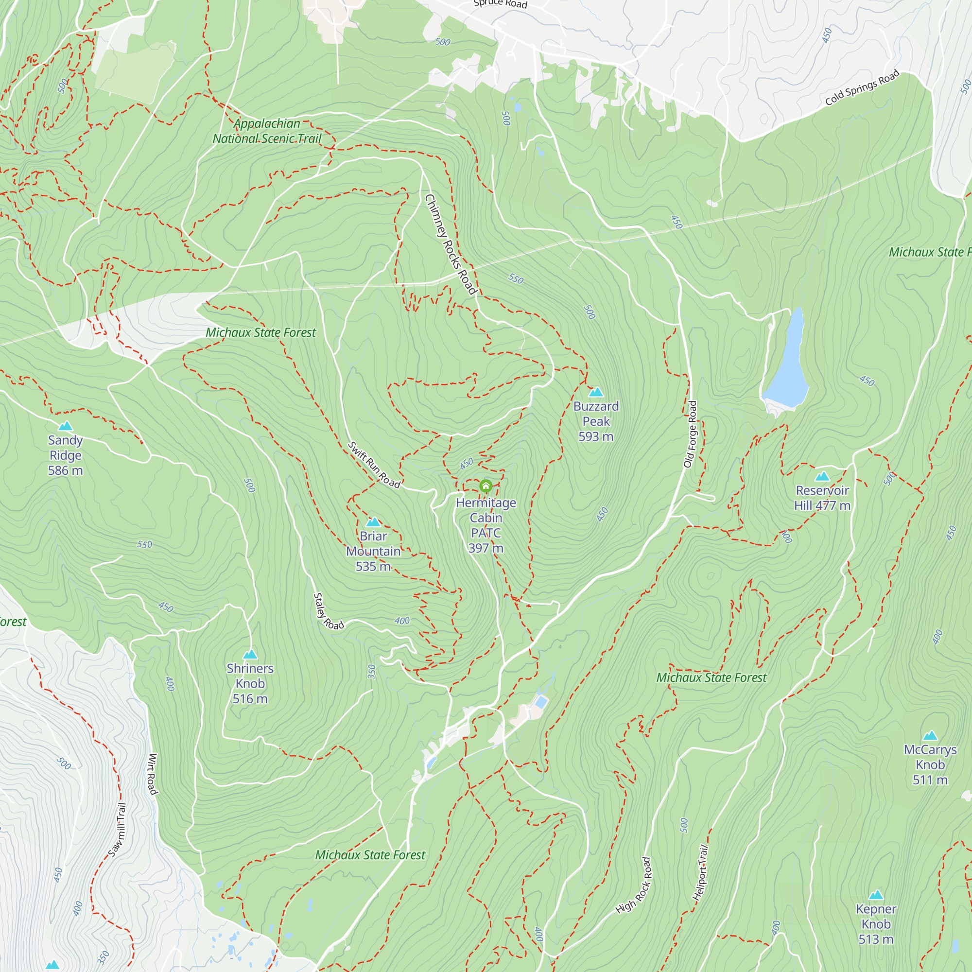 Hermitage Cabin PATC map