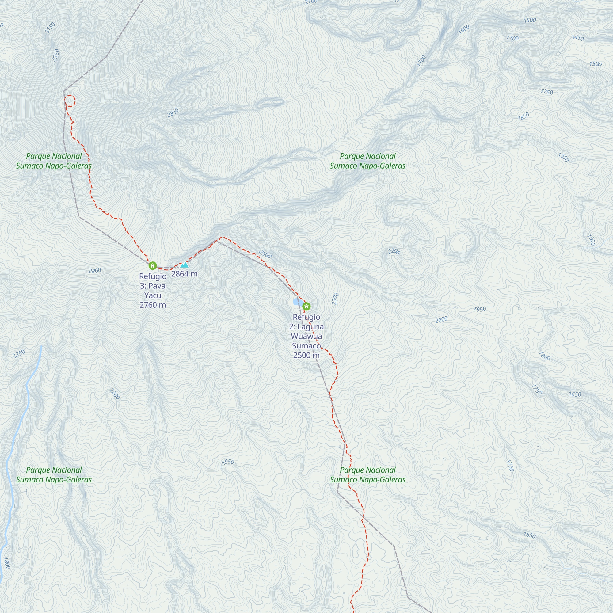 Refugio 2: Laguna Wuawua Sumaco map