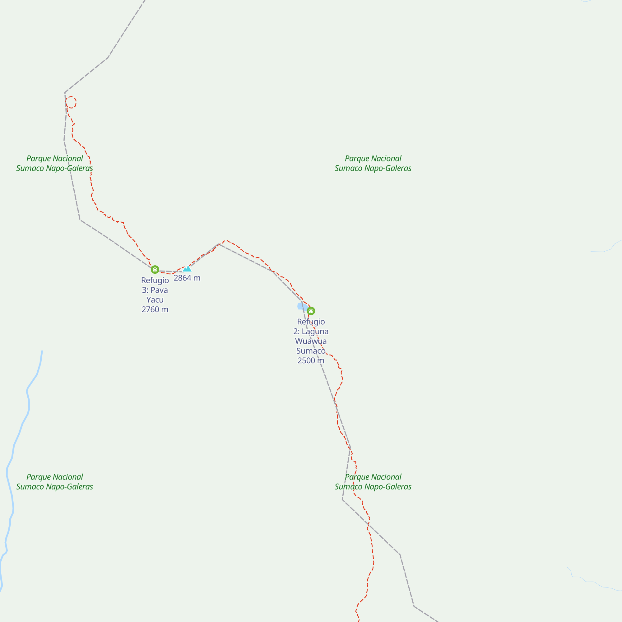 Refugio 2: Laguna Wuawua Sumaco map