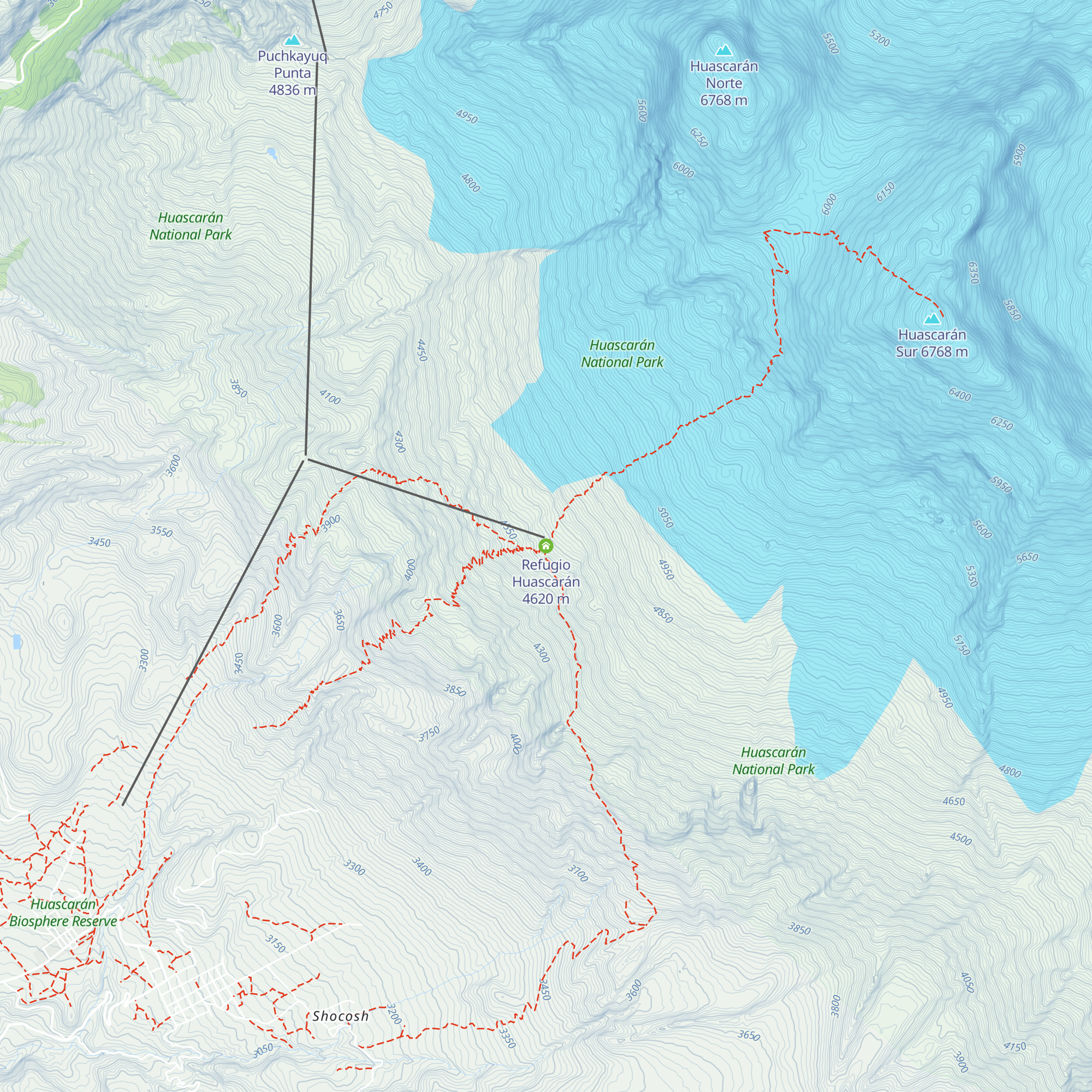 Refugio Huascarán map