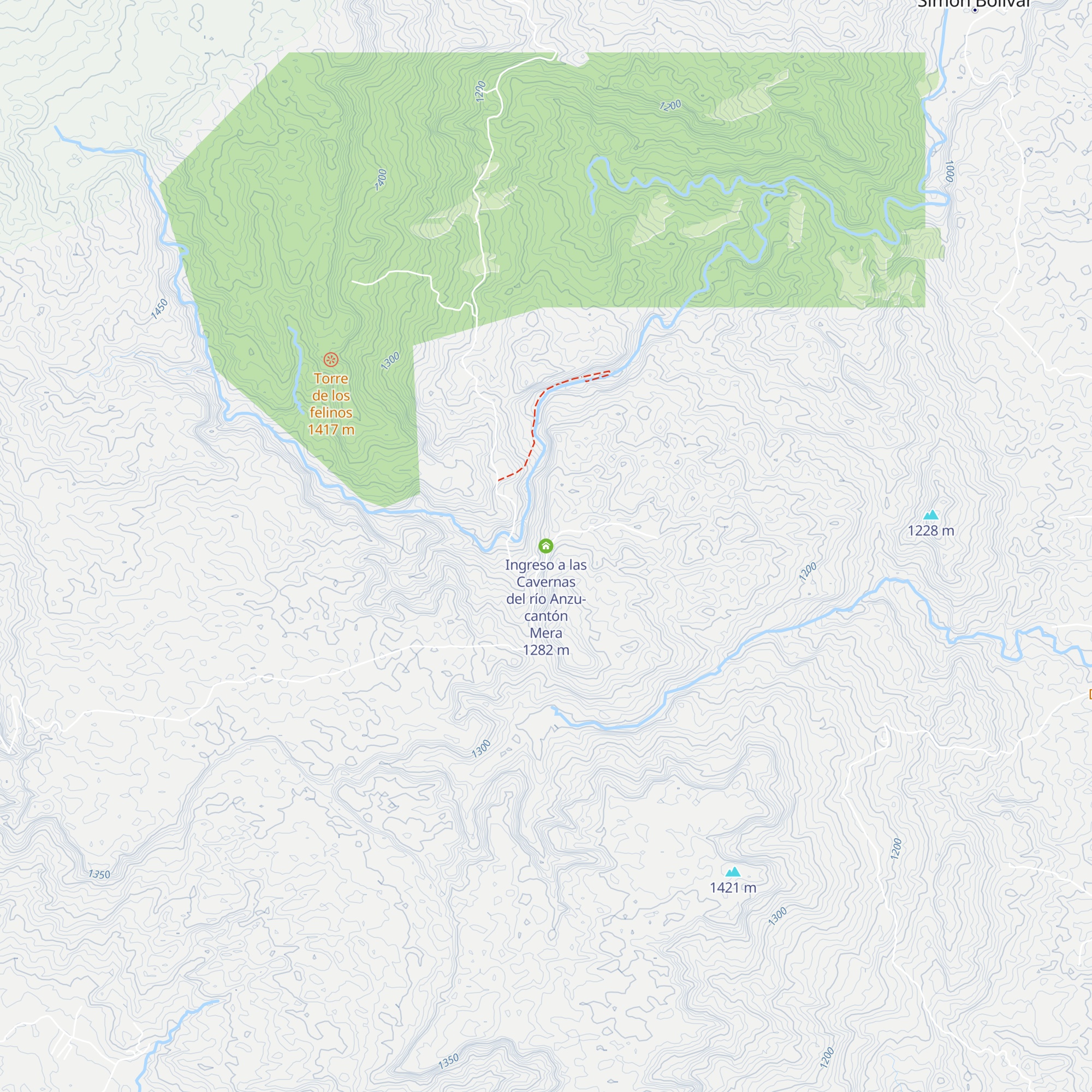 Ingreso a las Cavernas del río Anzu- cantón Mera map