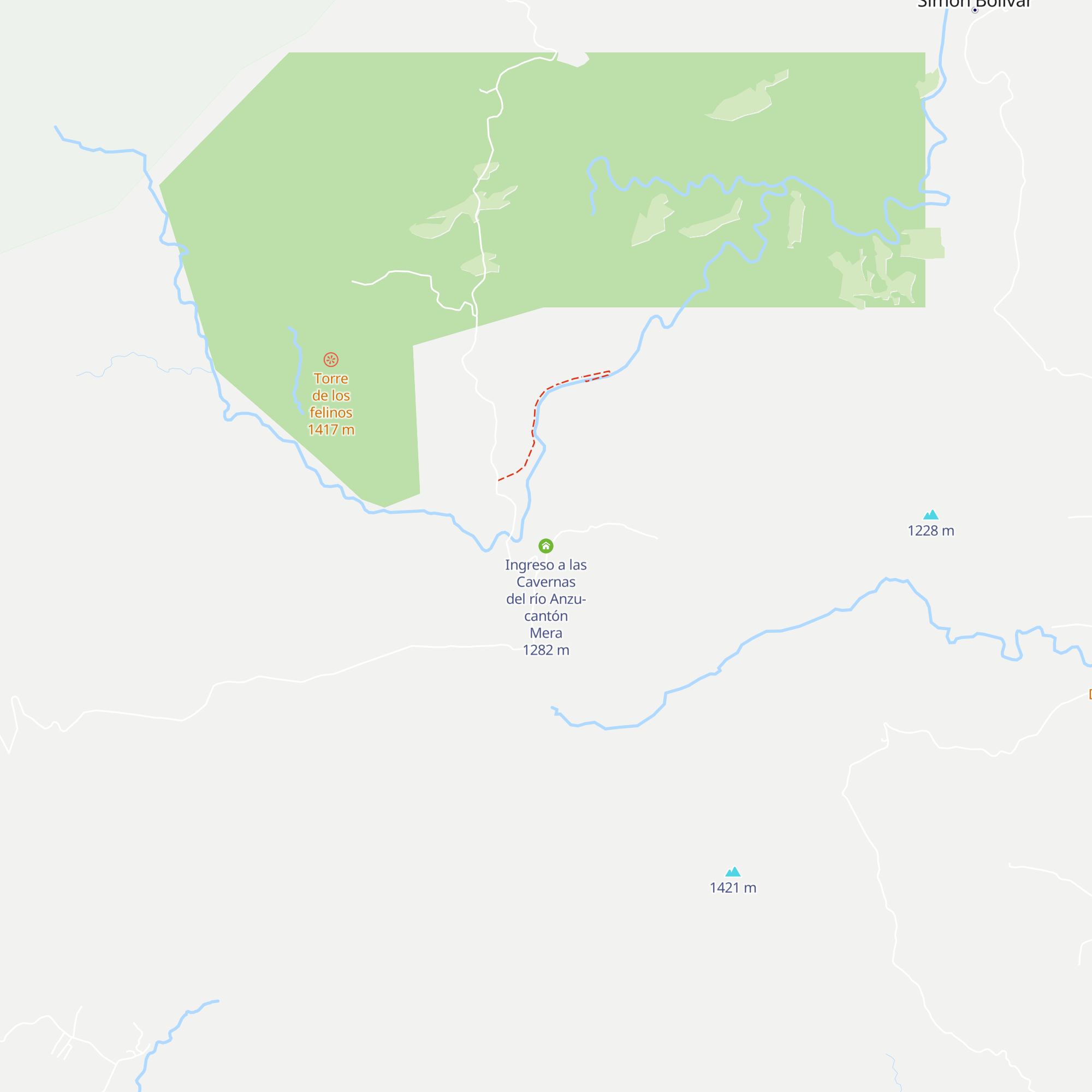 Ingreso a las Cavernas del río Anzu- cantón Mera map