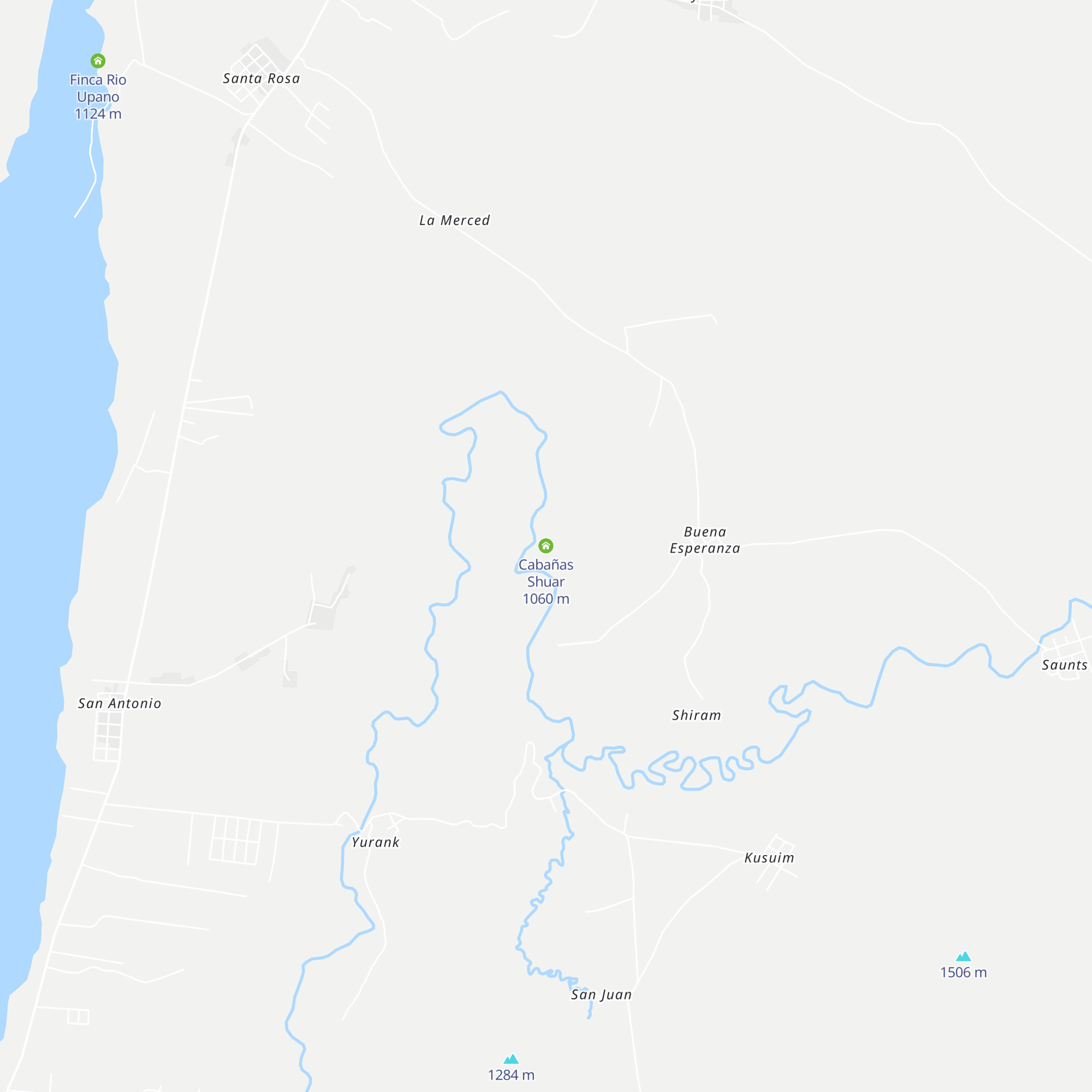 Cabañas Shuar map