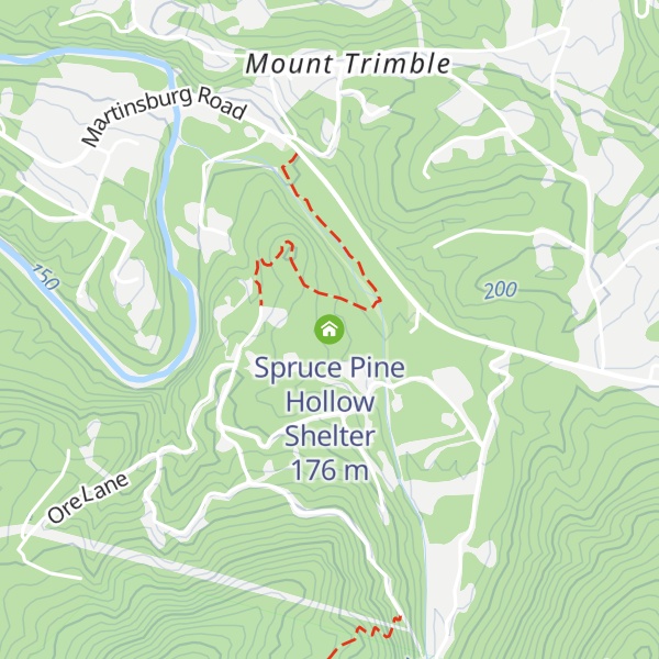 Map of Spruce Pine Hollow Shelter