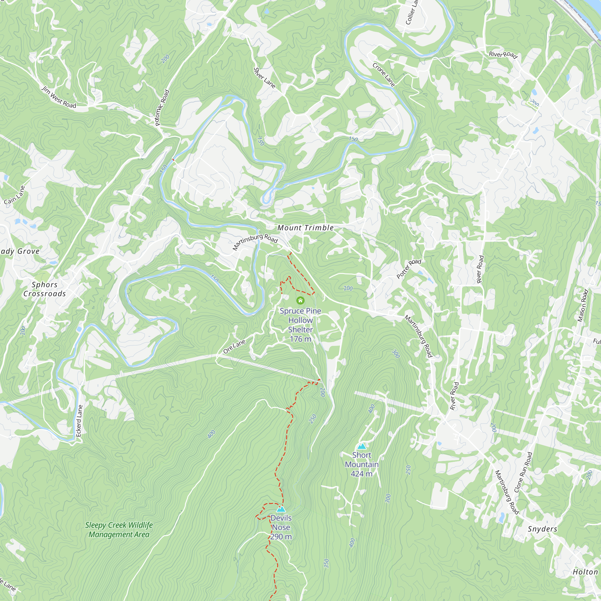 Spruce Pine Hollow Shelter map