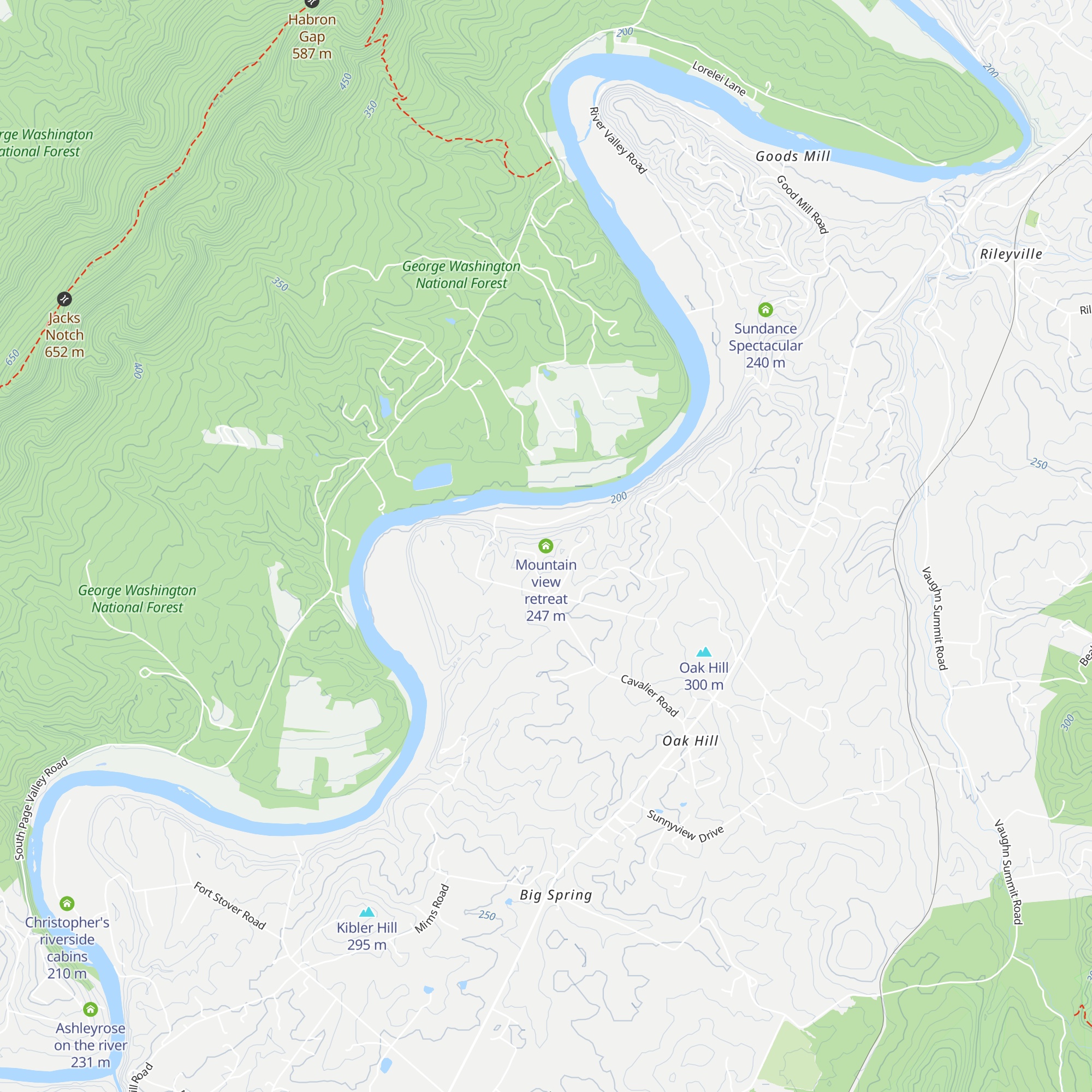 Mountain view retreat map