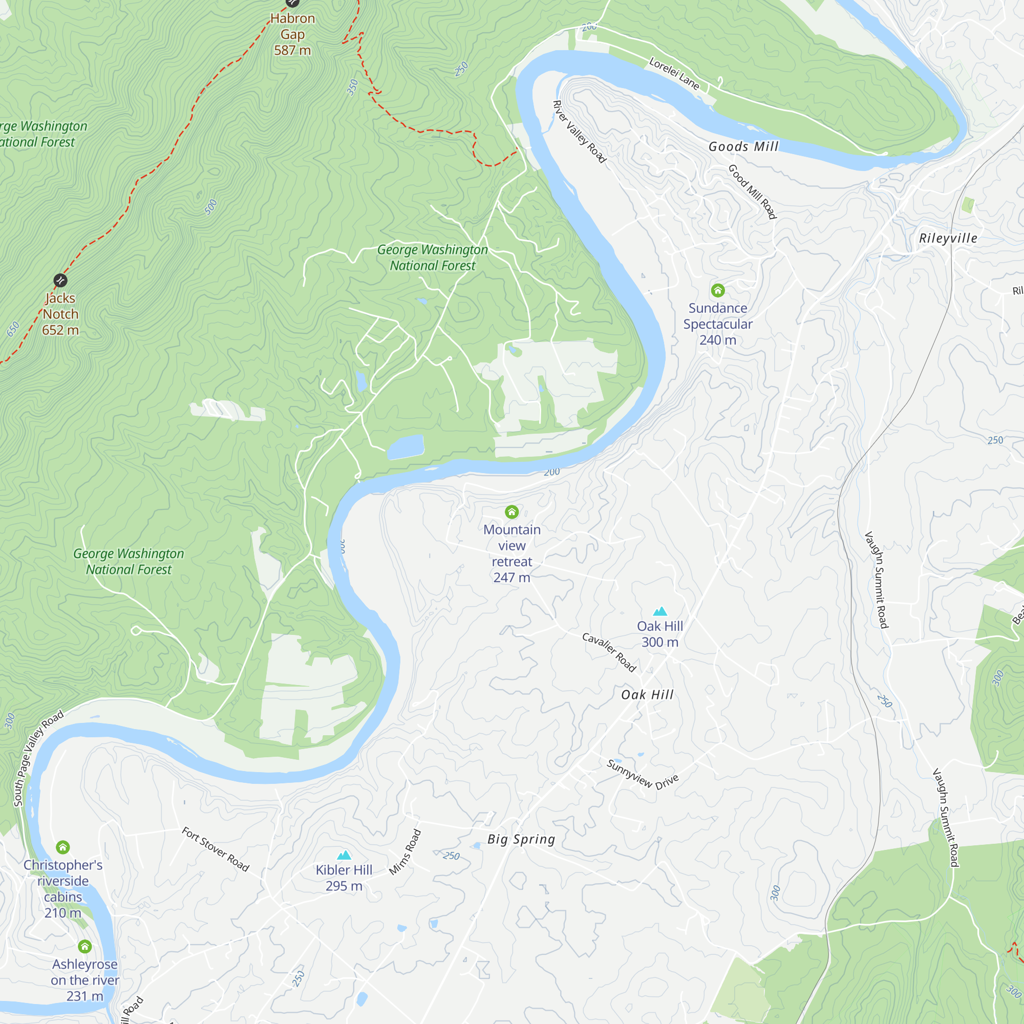 Mountain view retreat map