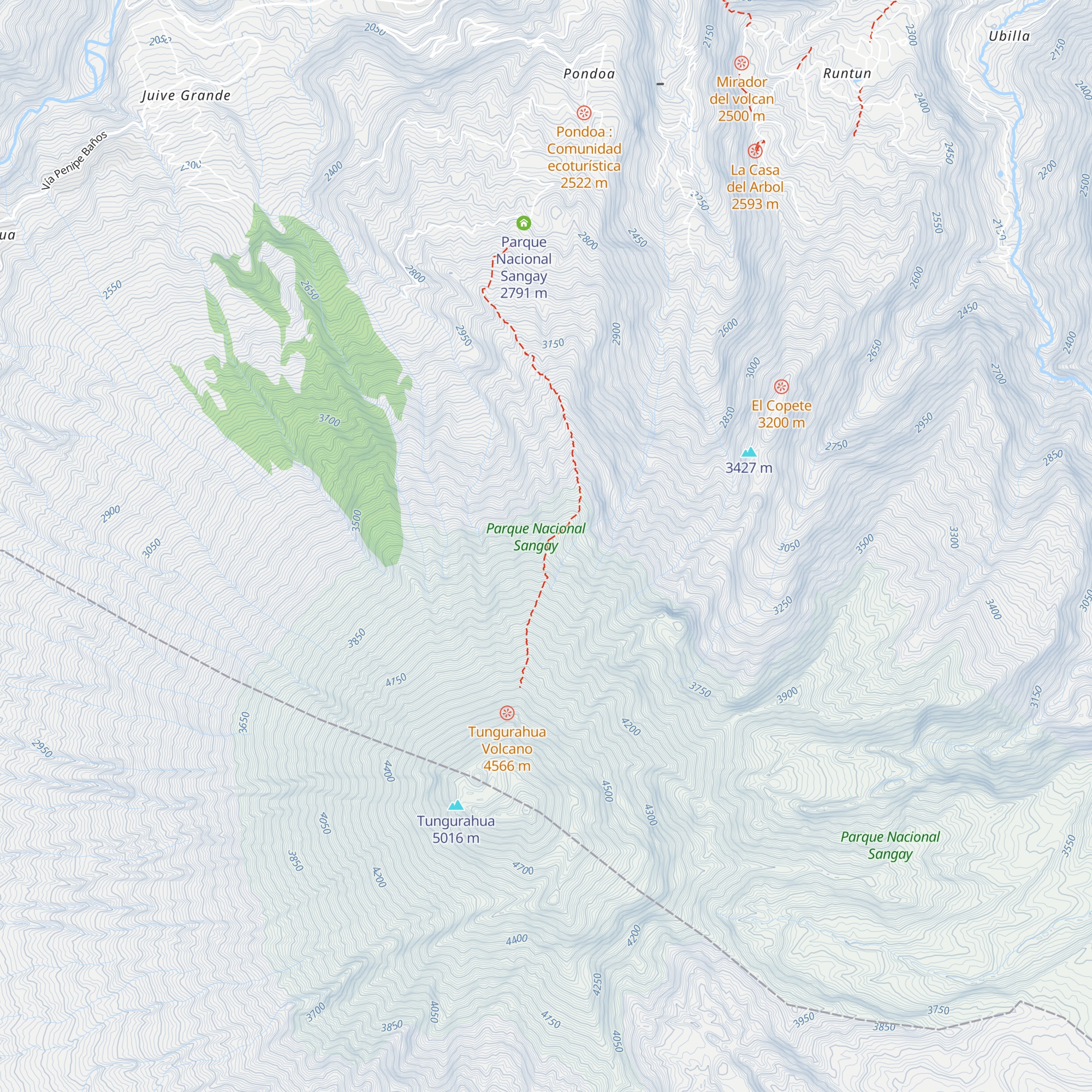 Tungurahua Refugio map