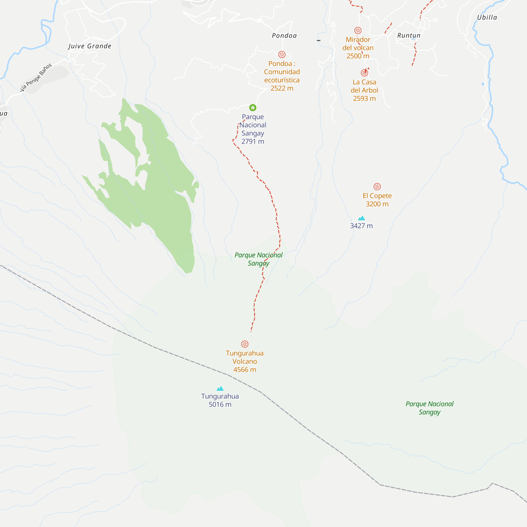 Tungurahua Refugio map