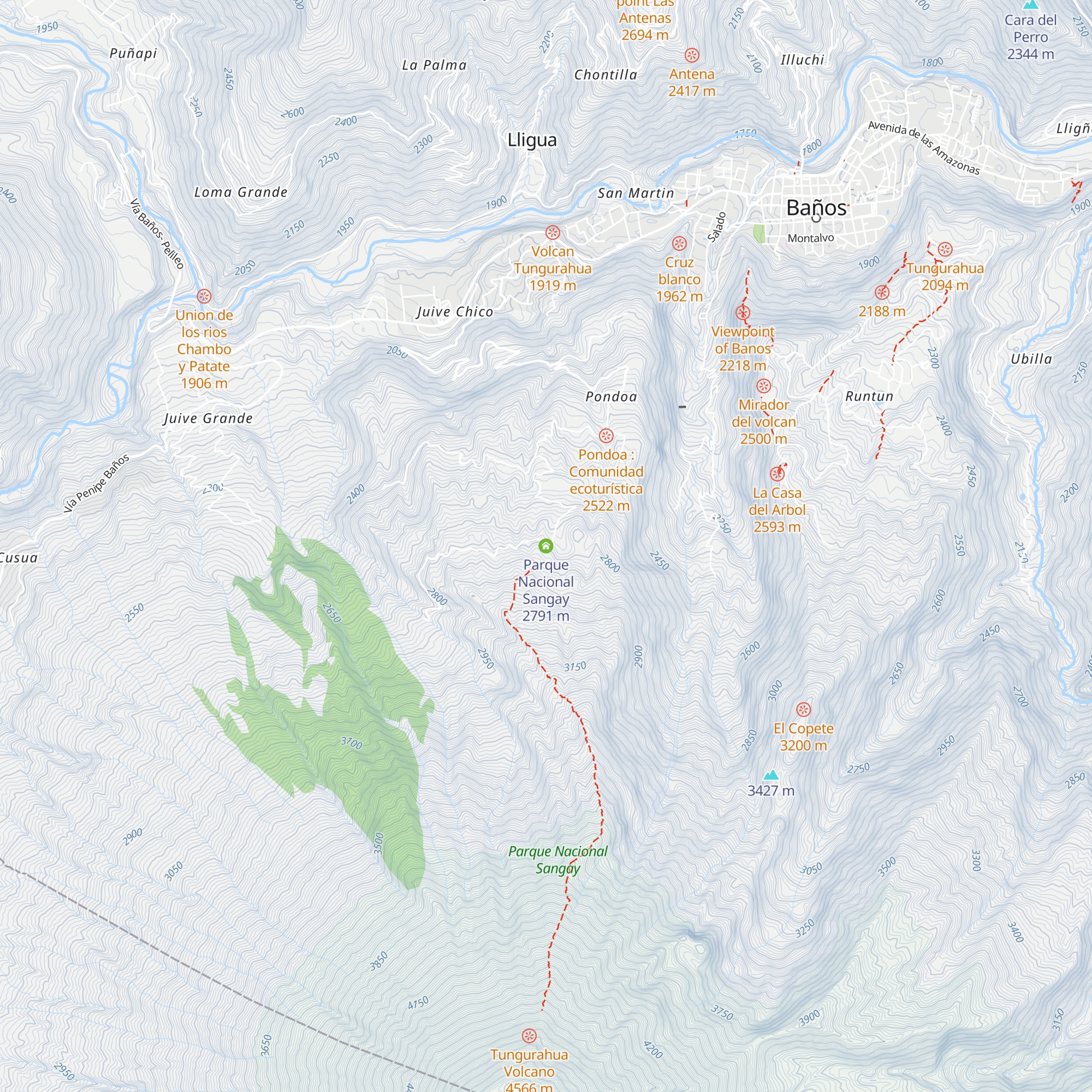 Parque Nacional Sangay map