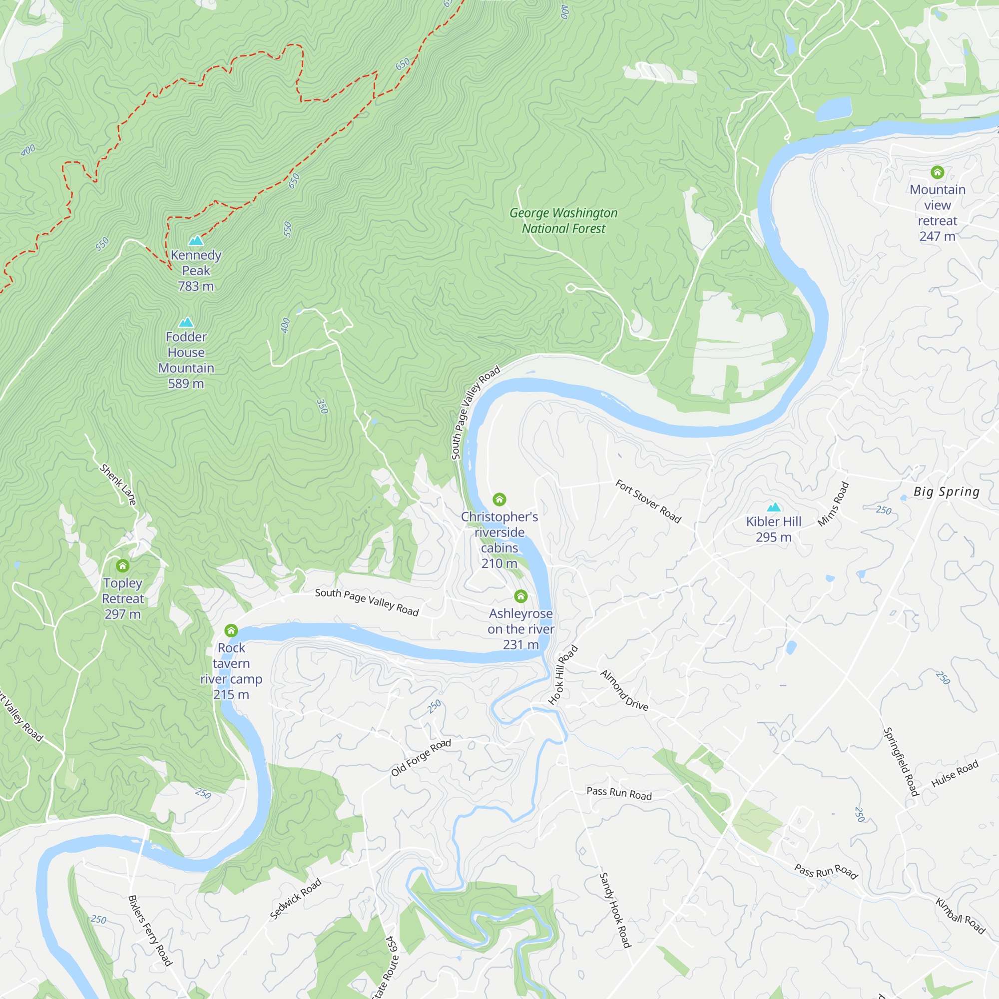Christopher's riverside cabins map